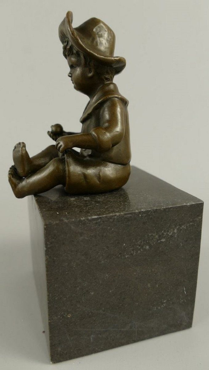 Casa Padrino Dekofigur Jugendstil Bronze - Bronzefigur - Dekofigur Hut / cm 9 Bronzefarben x Junge Accessoires Skulptur Deko mit 16 H. Schwarz 