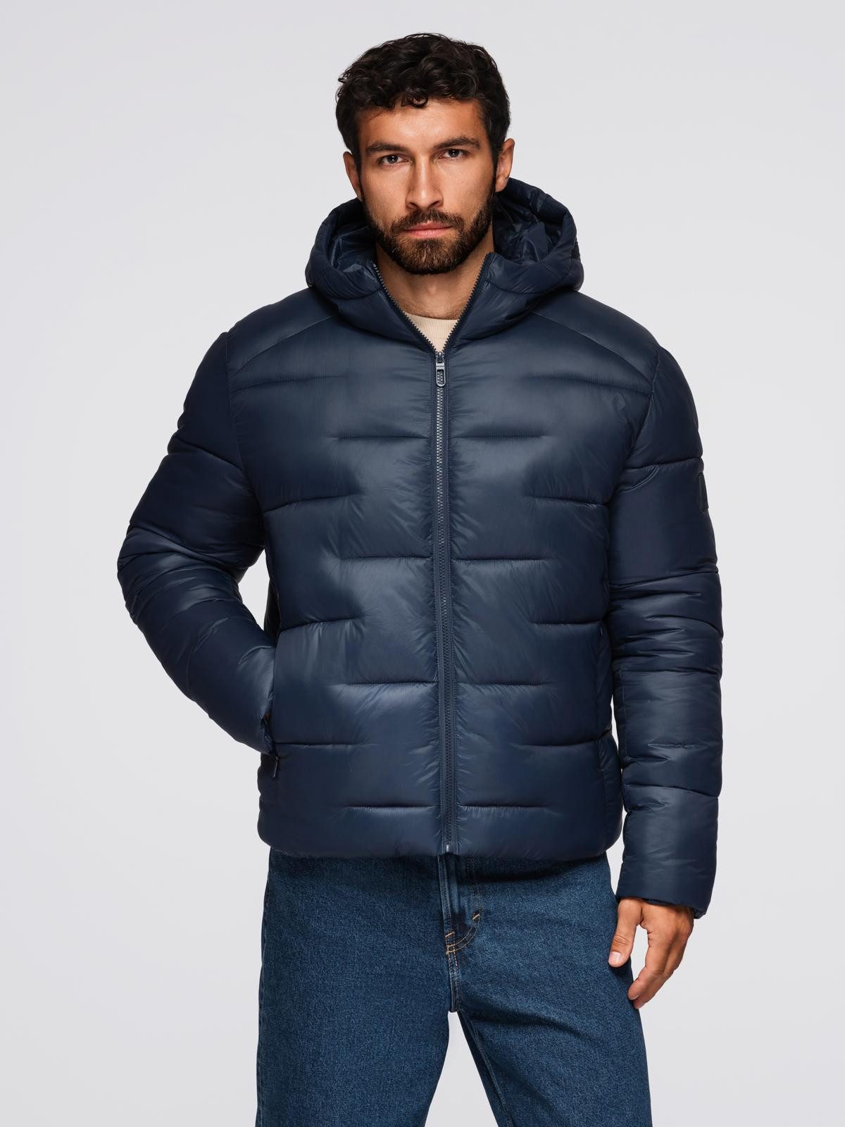 Steppjacke Gestepptes Herren-Pufferjacke mit Kapuze
