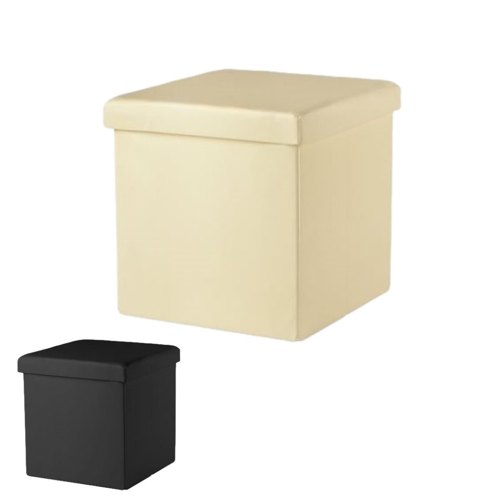 Mucola Sitzhocker Faltbare Sitzhocker Aufbewahrungsbox Polster Truhe Stauraum Kunstleder (3 St., Premium-Sitzhocker), faltbar Schwarz