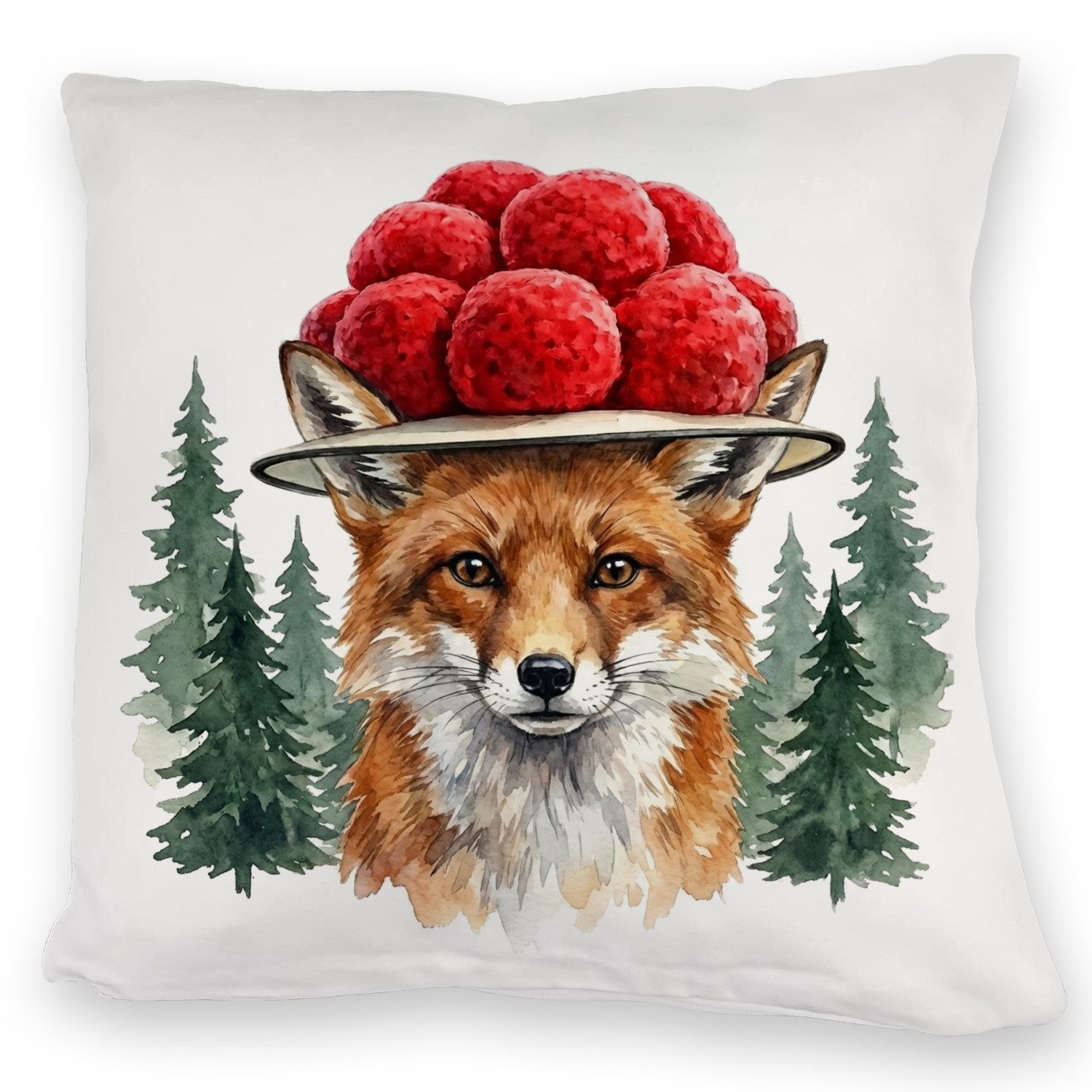 Dekokissen Rotfuchs mit Bollenhut Kuschelkissen Schwarzwald Motiv