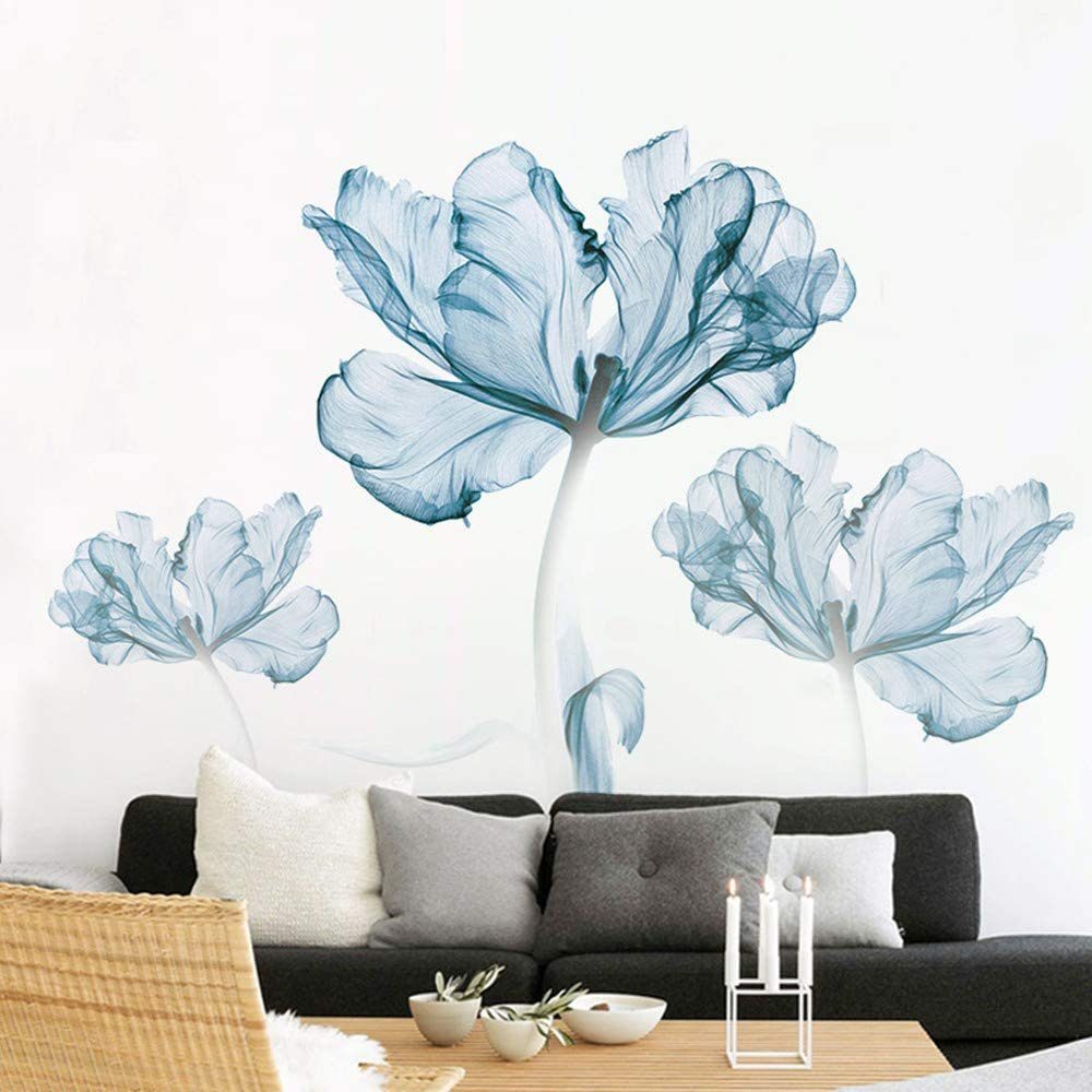 Leway Wandsticker »Wandtattoo für Wohnzimmer, Blaue Blumen Wandsticker als  Wanddekoration für Schlafzimmer Kinderzimmer 180cm×110cm«