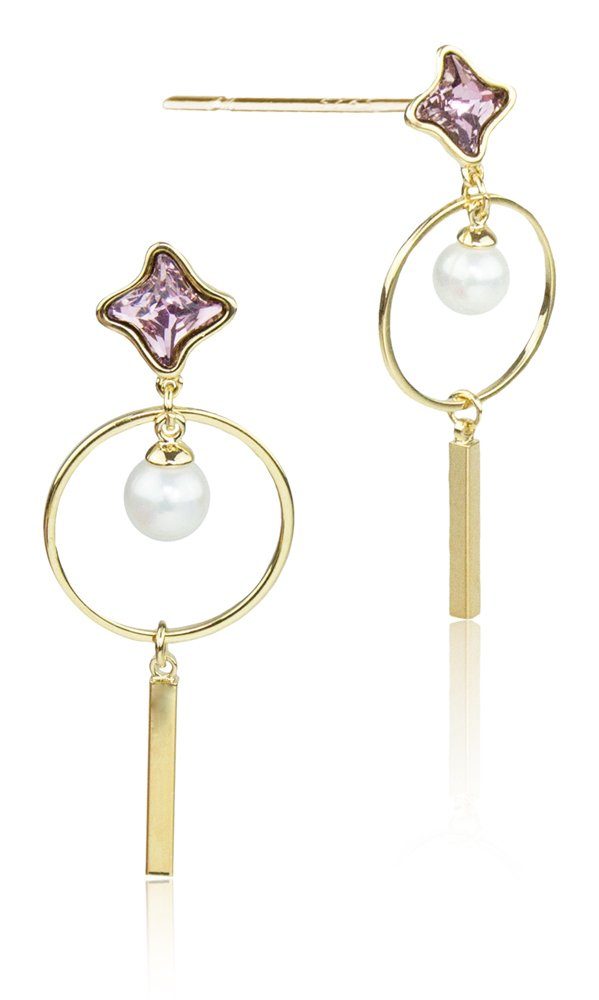 LUISIA® Paar Ohrstecker Ohrringe mit Ring, Perle und Kristallen von Swarovski® (2-tlg., inkl. Schmuckbox)