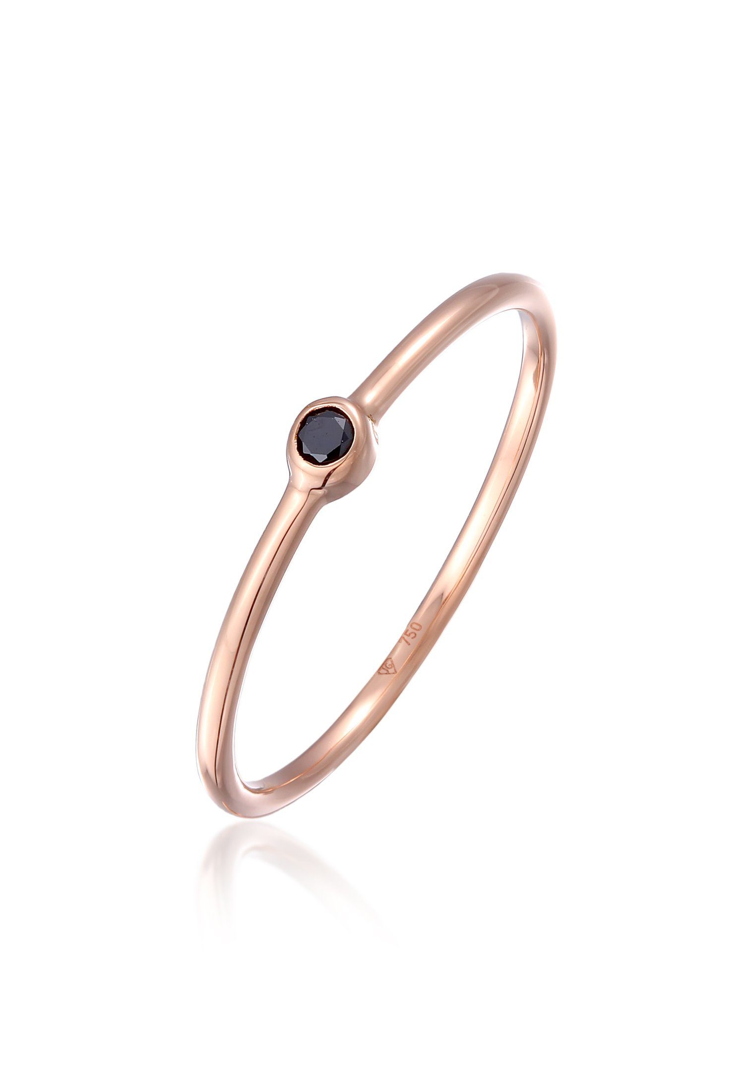 Elli DIAMONDS Diamantring Diamant Schwarz Brillantschliff (0.03 ct) 750 Rosegold