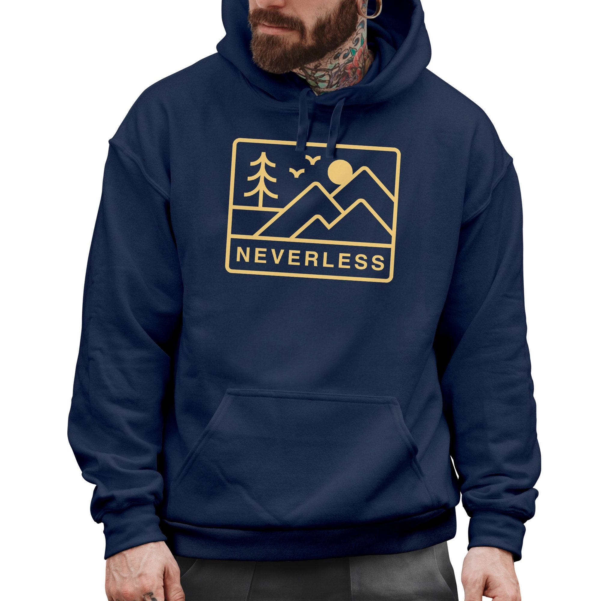 Neverless Hoodie Hoodie Herren Print Outdoor Grafik Line Art Berge Natur Aufdruck