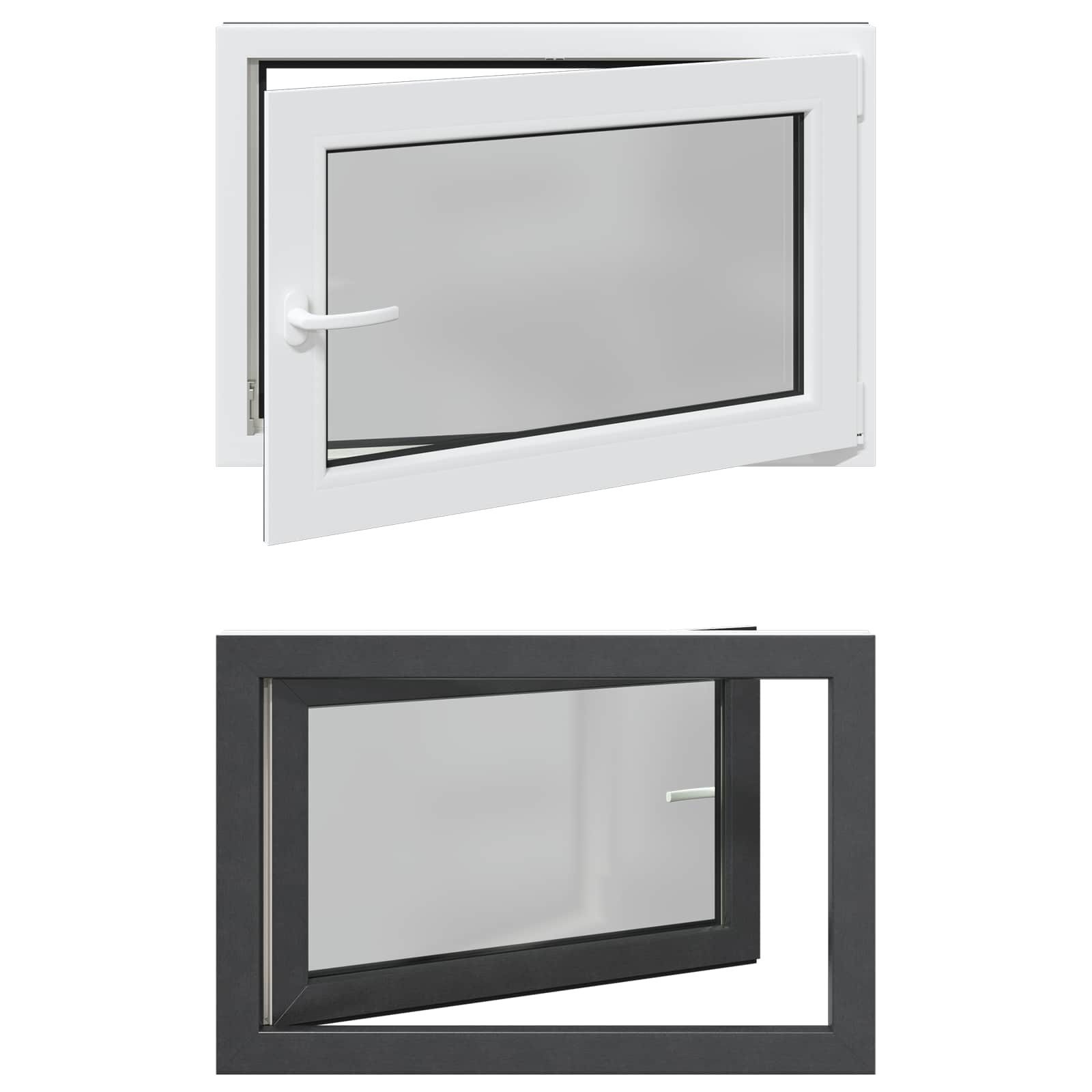 vidaXL Fenster Kellerfenster Innenseite Farbe Weiß RISOR 90 x 70 cm, (1 St)