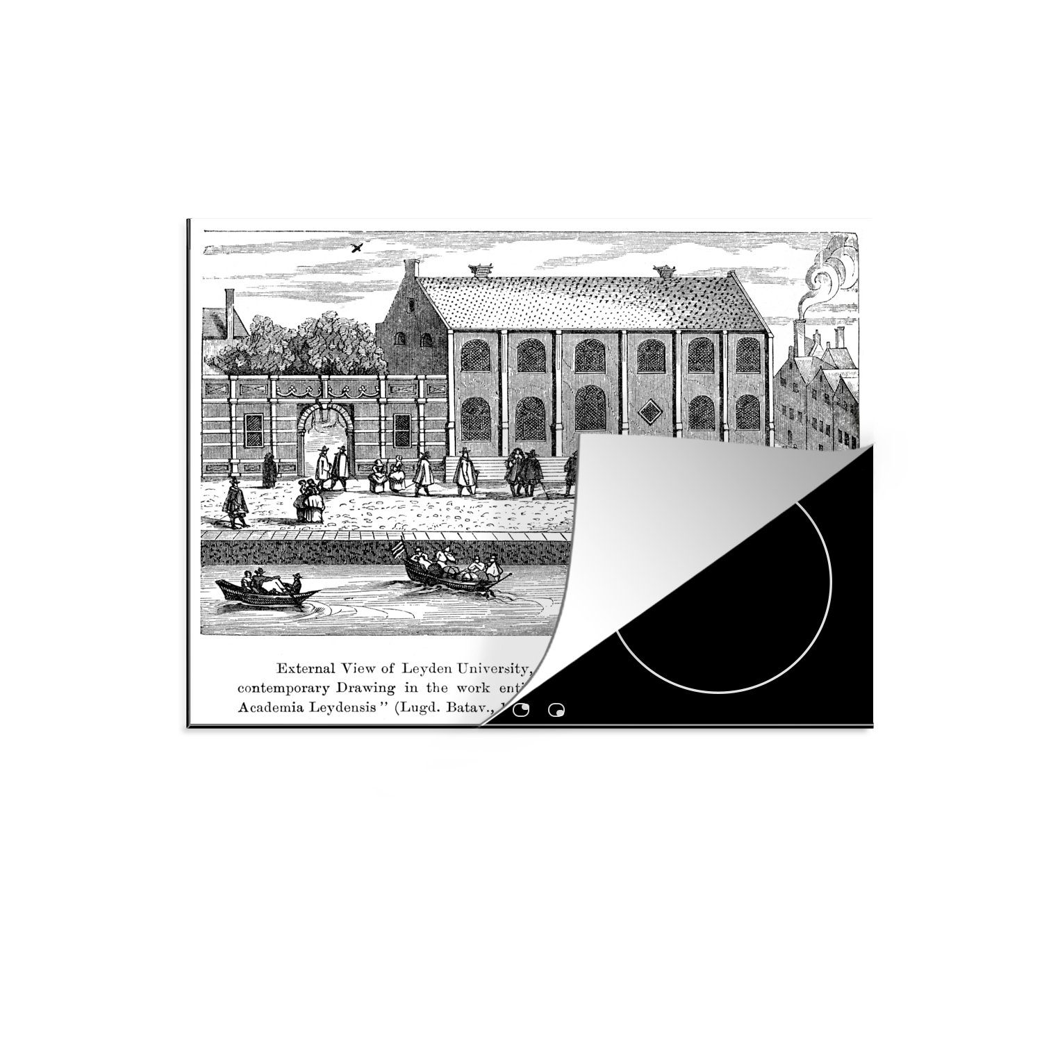 MuchoWow Herdblende-/Abdeckplatte Eine Illustration der Universität Leiden, Vinyl, (1 tlg), 60x52 cm, Mobile Arbeitsfläche nutzbar, Ceranfeldabdeckung