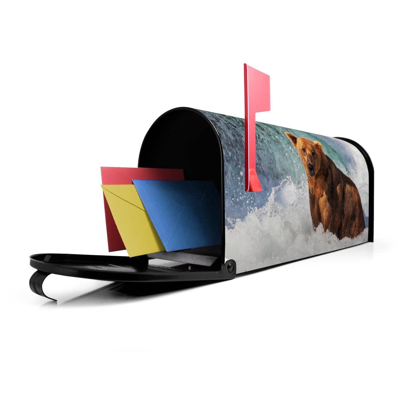 Mailbox banjado Briefkasten Im Amerikanischer cm 22 x 51 Briefkasten, USA), Wasser (Amerikanischer Mississippi aus x Bär 17 schwarz original