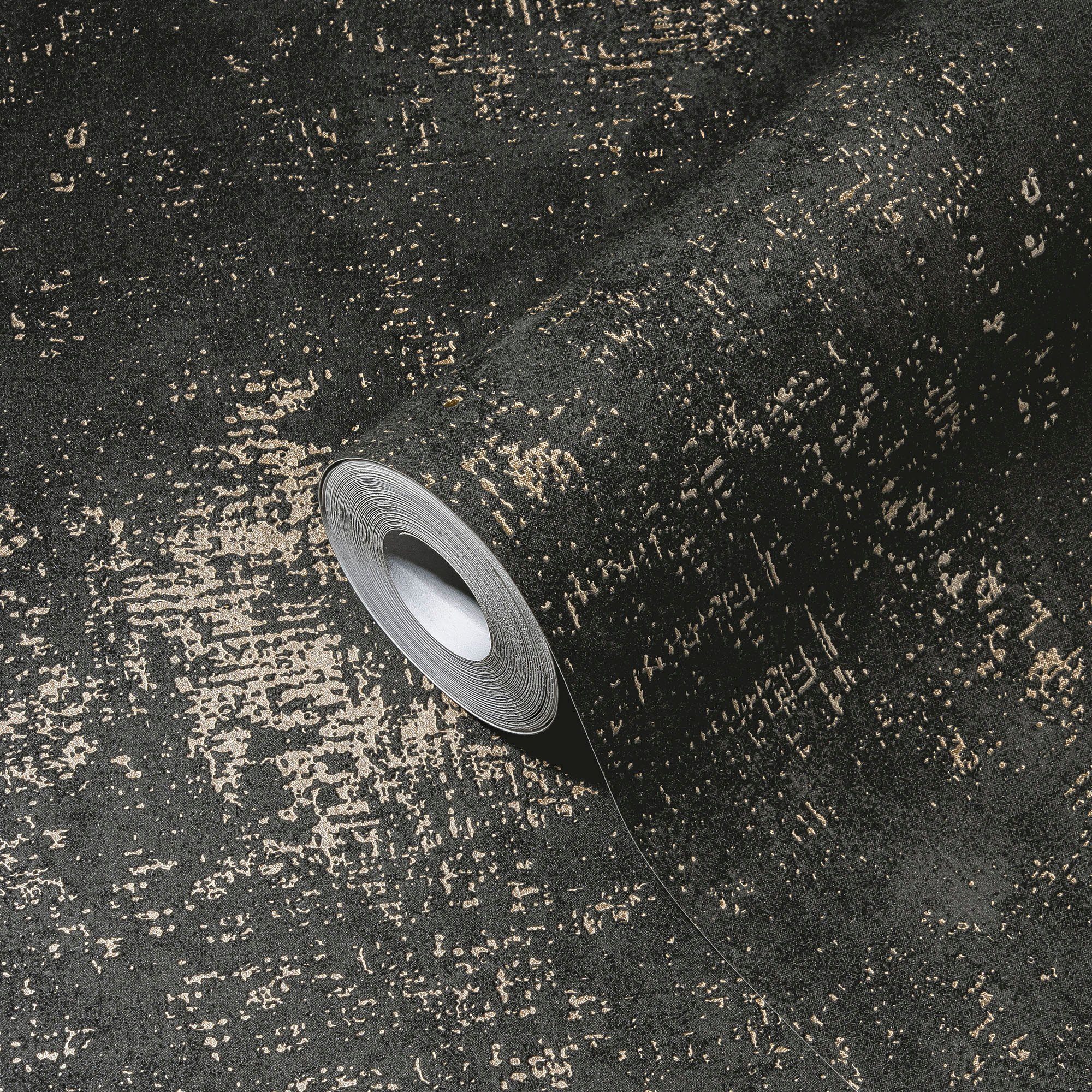 Bricoflor Vlies Betontapete in Gold Braun Metallic Tapete in Betonoptik Ide günstig online kaufen