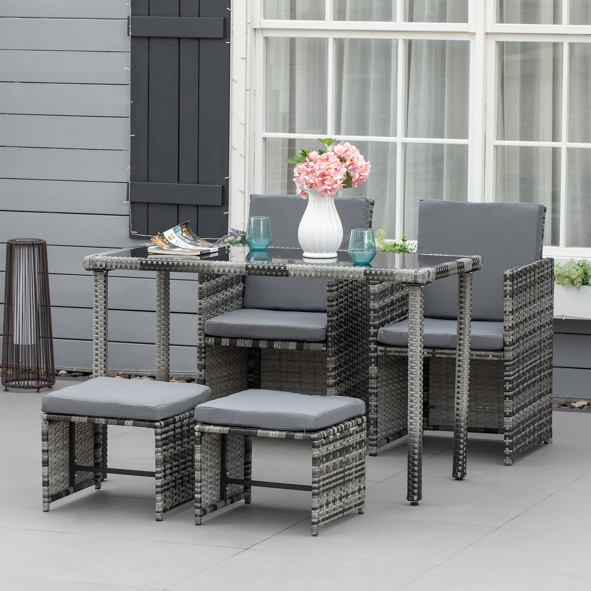 Outsunny Sitzgruppe Sitzgruppe aus Polyrattan geflecht