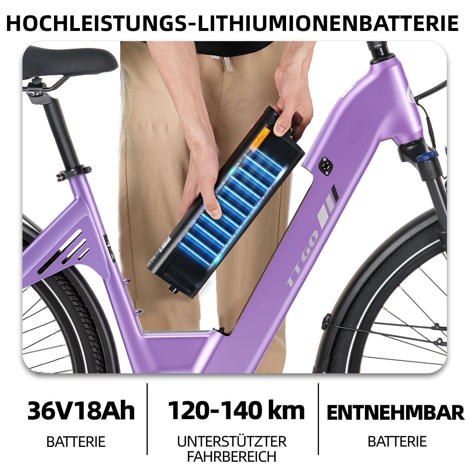 TTGO E-Bike Cityrad 28 Zoll, 75Nm Mittelmotor, 650Wh bis zu 140km, Lockout-Federgabel, 9 Gang Shimano, Kettenschaltung, Mittelmotor, 650 Wh, (Pedelec, Farb-LCD-Display, Hydr. Scheibenbremse, Tiefeinstieg), C7 SE, Drehmomentsensor, Elektrofahrrad für Damen und Herren