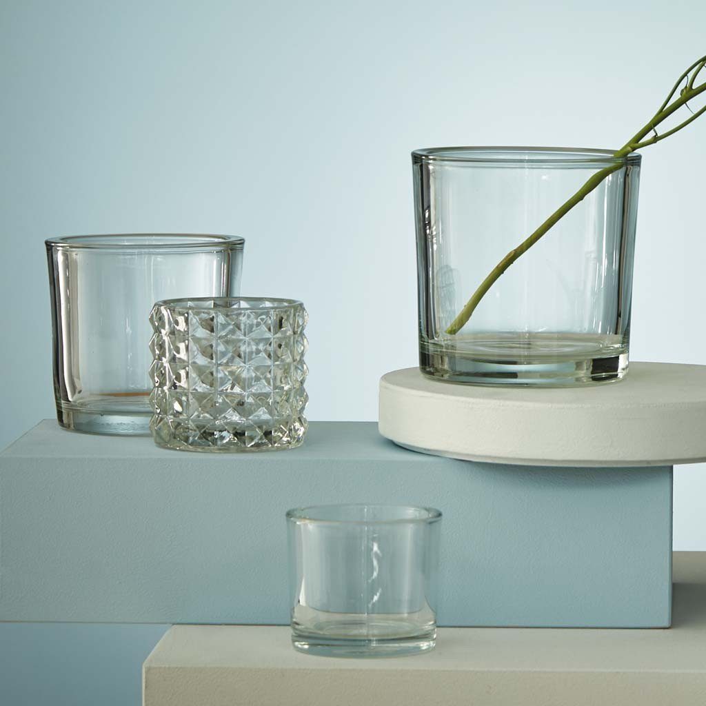 Glas Teelichthalter, Rudolph Transparent Keramik D:14cm H:14cm