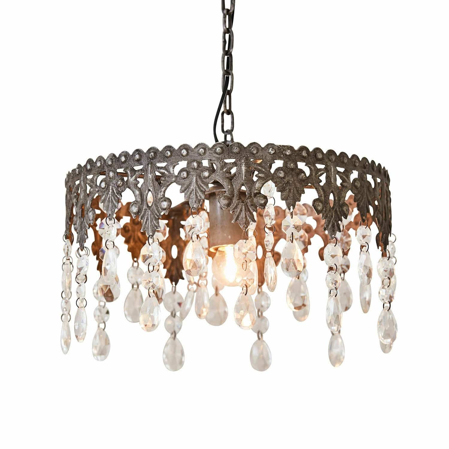 Mirabeau Kronleuchter Hängelampe Escoire antikgrau/klar günstig online kaufen