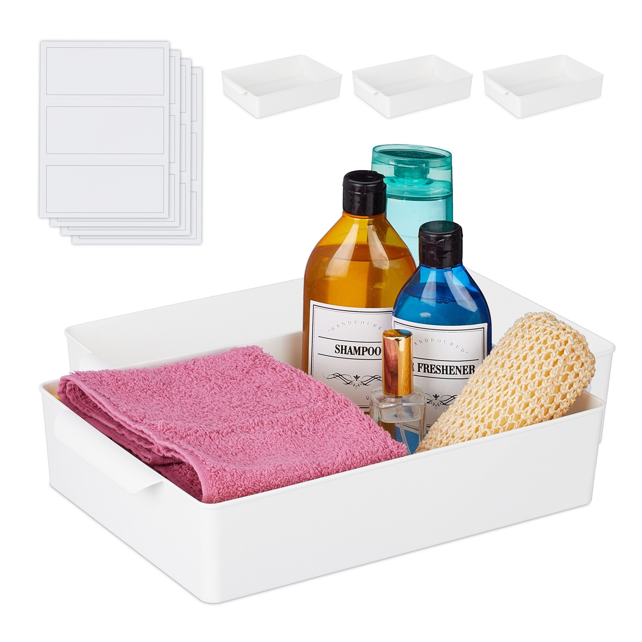 relaxdays Aufbewahrungsbox Flache Aufbewahrungsbox im 4er günstig online kaufen
