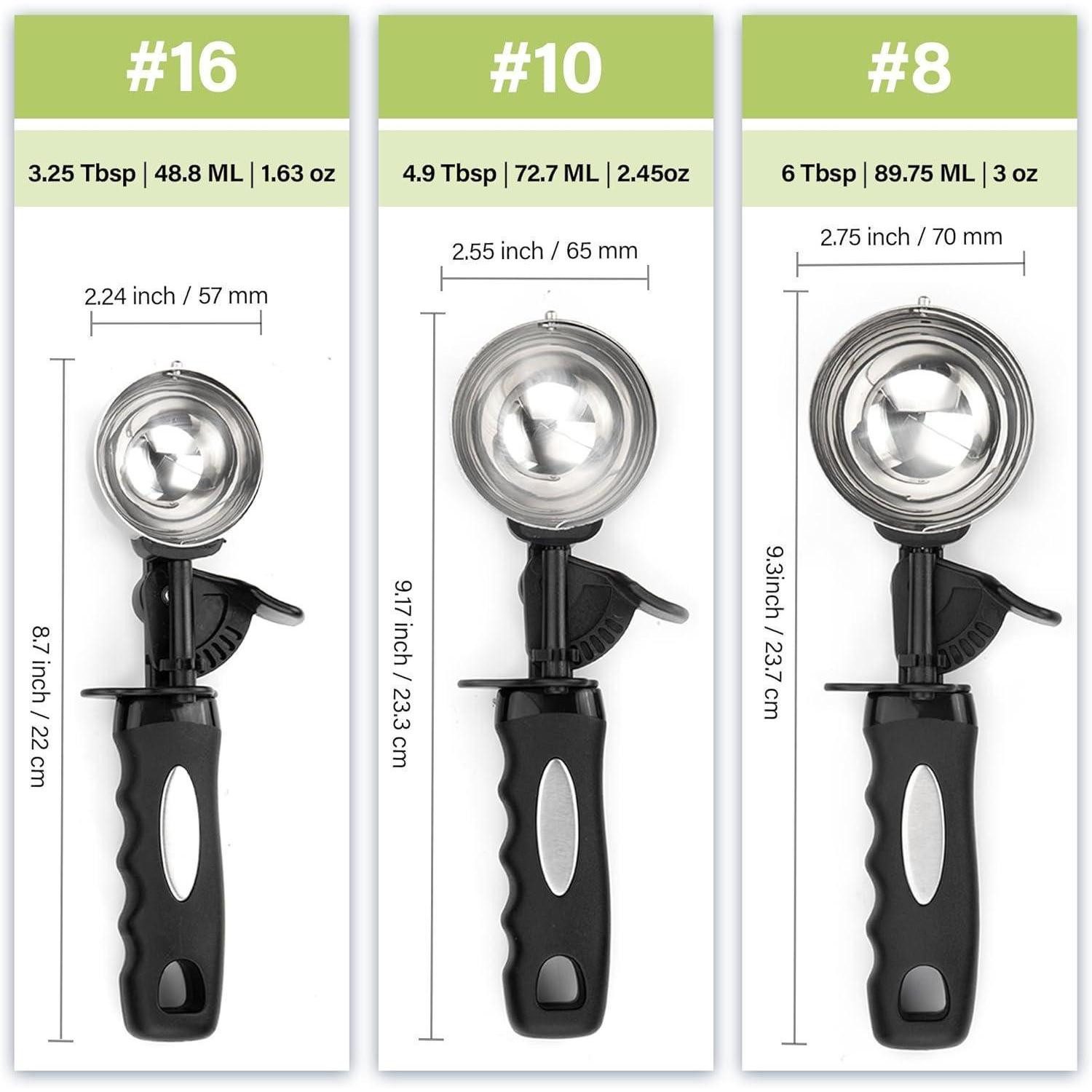 LuxusKollektion Eisportionierer Eisportionierer Set Keksschaufel 3er Daumenauslöser Eis 55mm 65mm 70mm