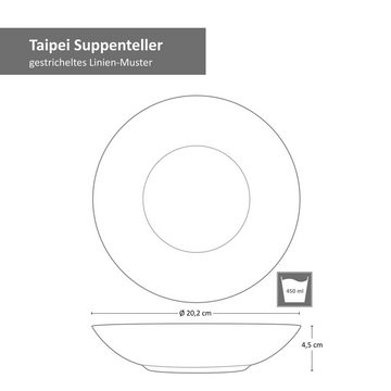 MamboCat Suppenteller 6er Set Suppenteller Taipei Weiß mit schwarzen Linien