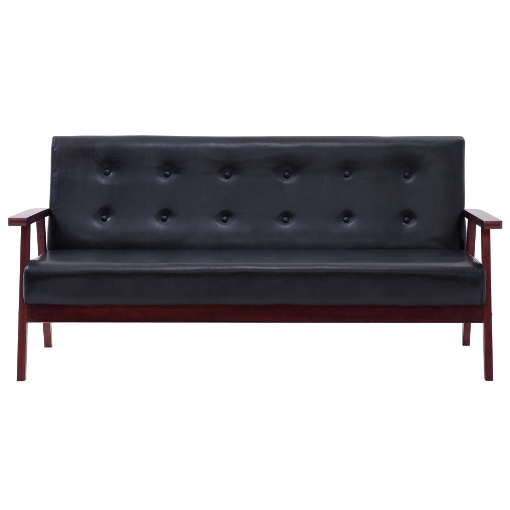 vidaXL Sofa Sofa 3-Sitzer Schwarz Kunstleder günstig online kaufen
