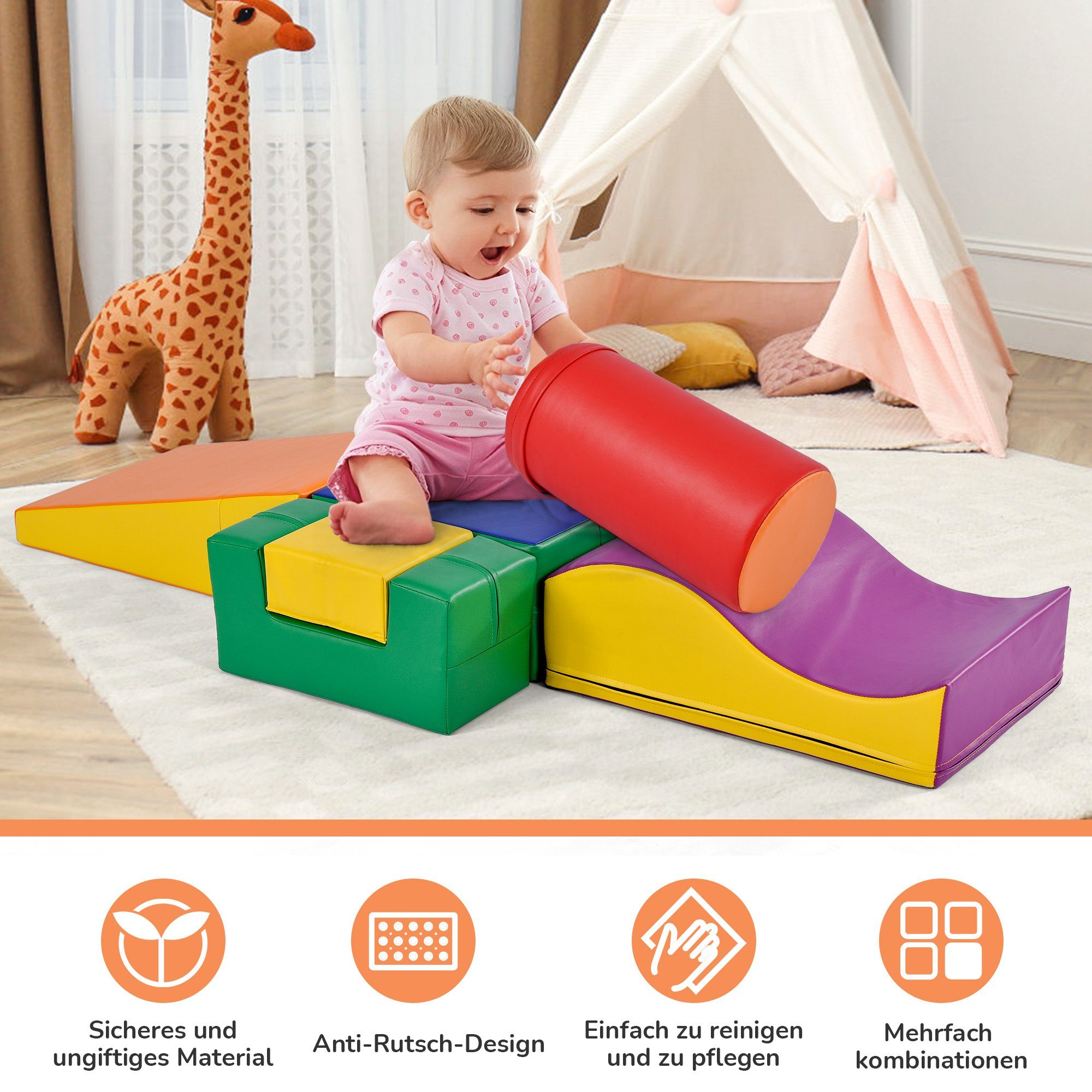 Sweiko Spielbausteine, (Schaumstoffbausteine, Riesenbausteine, 6 St., aus Schaumstoff, Schaumstoffsteine für Kinder), Softbausteine Großbausteine für Babys und Kleinkinder