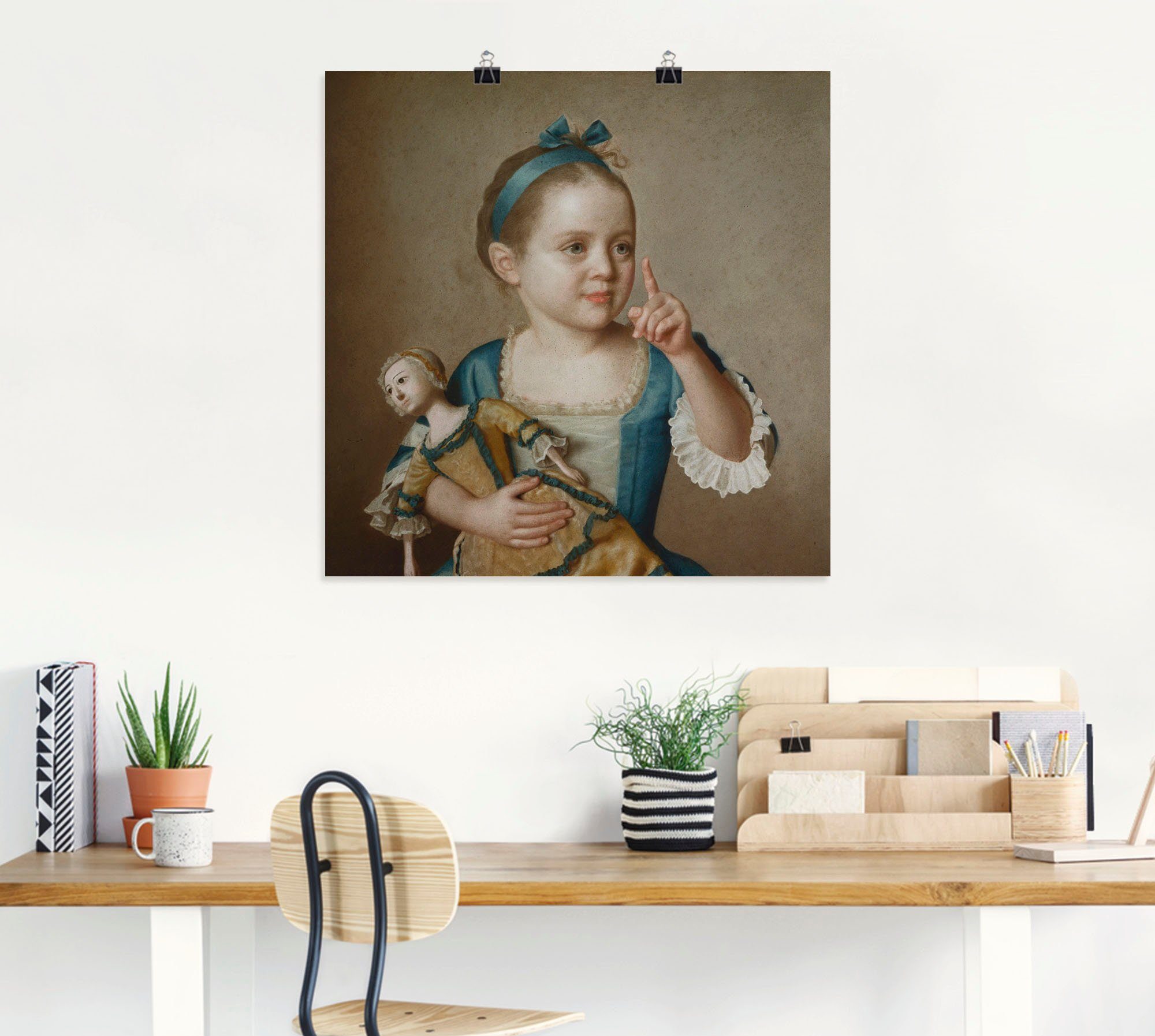 Artland Poster Mädchen mit Puppe., Kind (1 St), ohne Rahmen