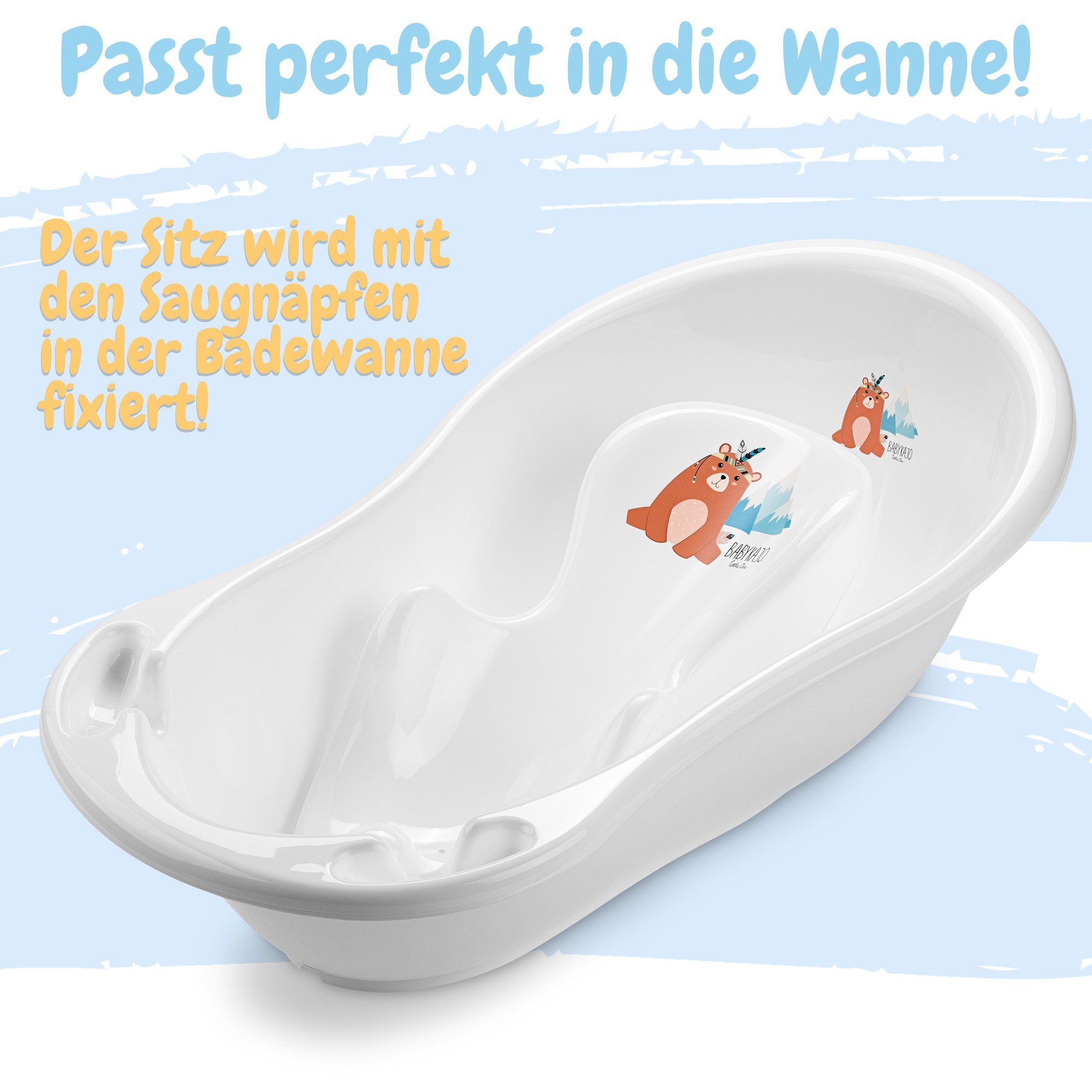 Babykajo Babybadewanne, (Komplett-Set, 2-tlg), Baby Wanne + Wanneneinsatz - TÜV Rheinland geprüft