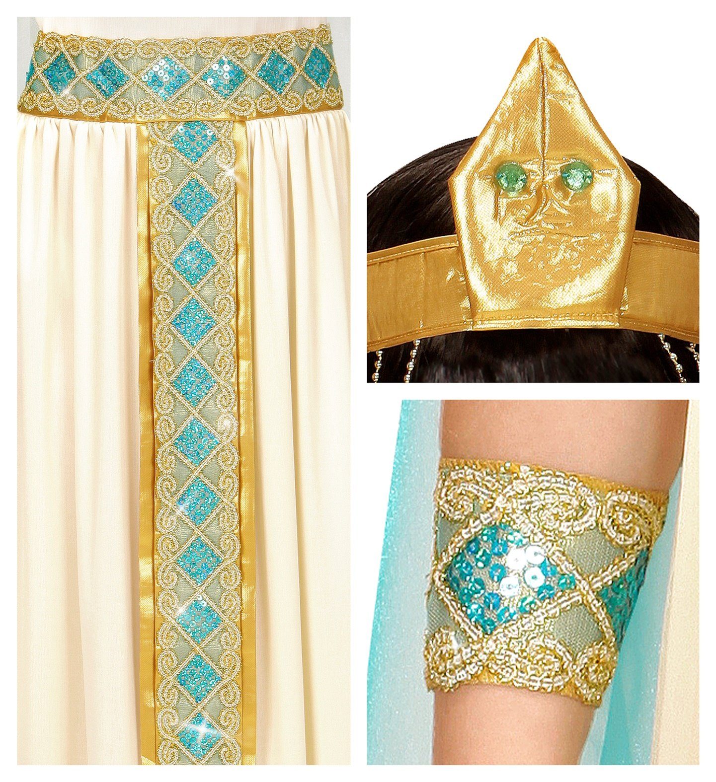Widmann S.r.l. Kostüm Cleopatra Kinderkostüm 5-teilig, Weiß Gold