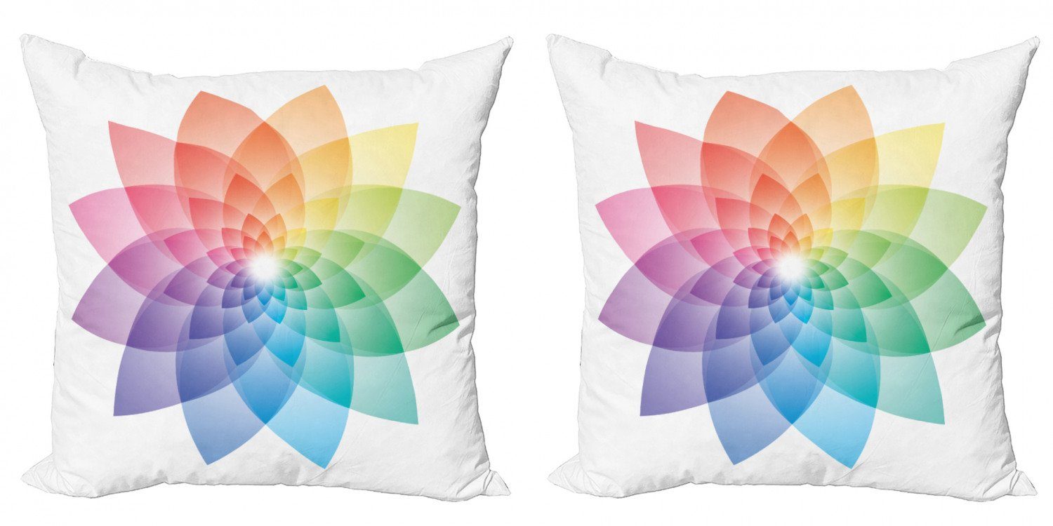 Digitaldruck, Modern Petal (2 Regenbogen-Mandala Kissenbezüge Doppelseitiger Stück), Regenbogen-Töne Abakuhaus Accent