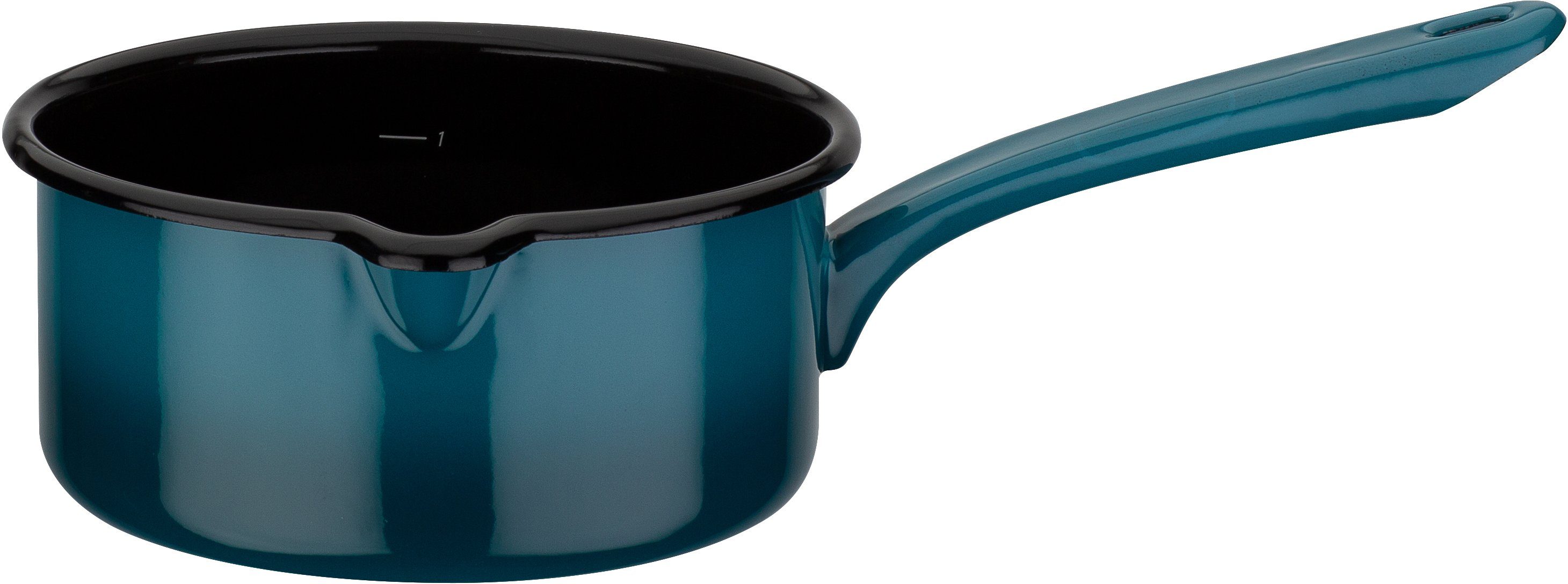 GSW Topf-Set Blue Shadow, Emaille (Set, 7-tlg., je 1 Kochtopf 16/20/24 cm, 1x Stielkasserolle 16 cm), Induktion