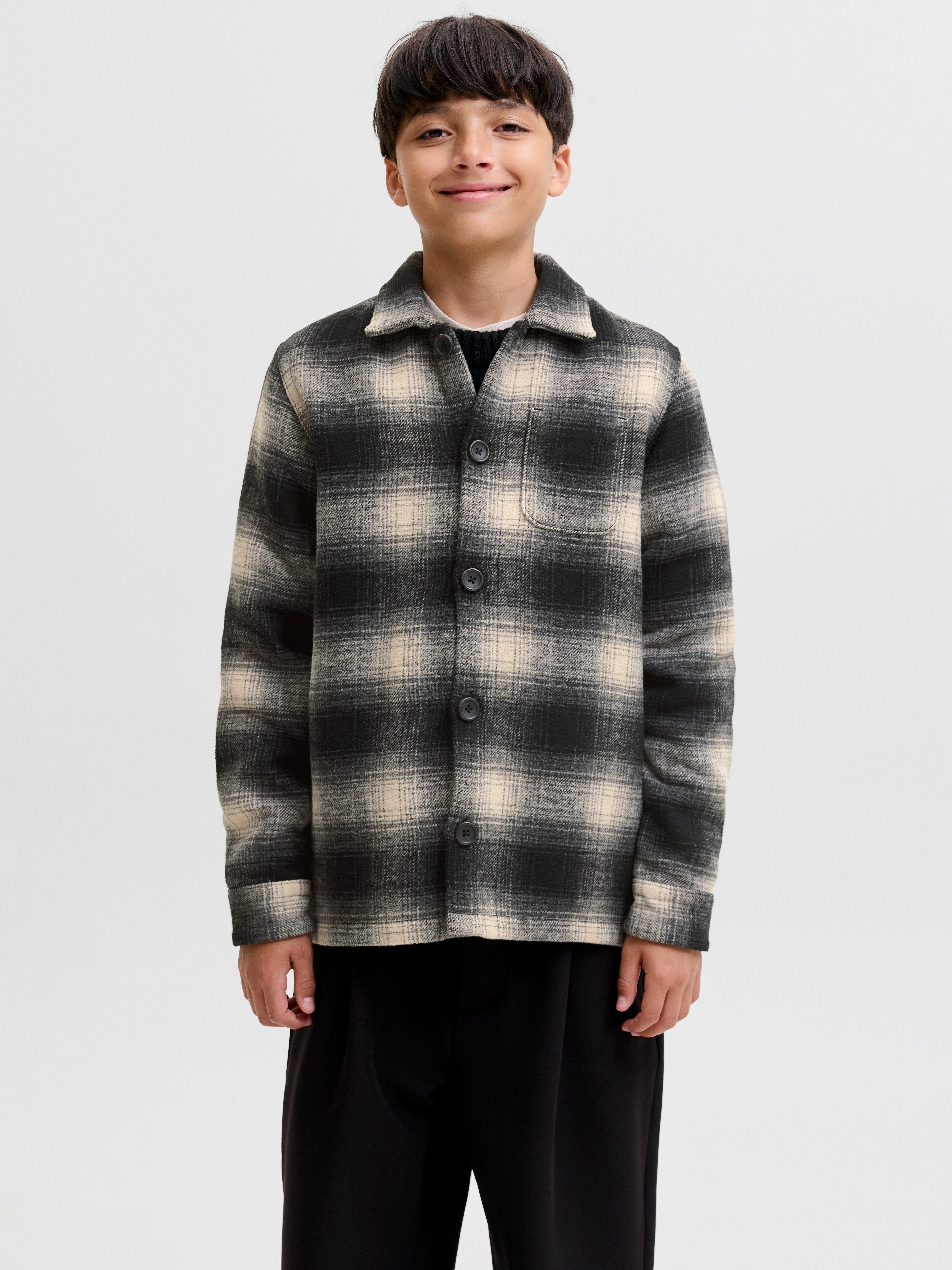 Jack & Jones Junior Langarmhemd JJESOHO OLLIE OVERSHIRT LS SN JNR Materialmix, locker geschnitten