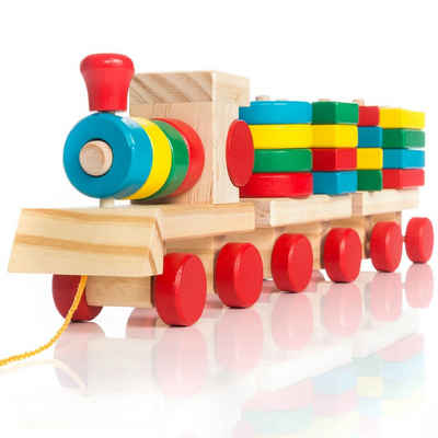 all Kids United Spielzeug-Eisenbahn »Sortierwürfel Holzzug«, (16-tlg., Lernspielzeug), Kinderspielzeug Holzeisenbahn