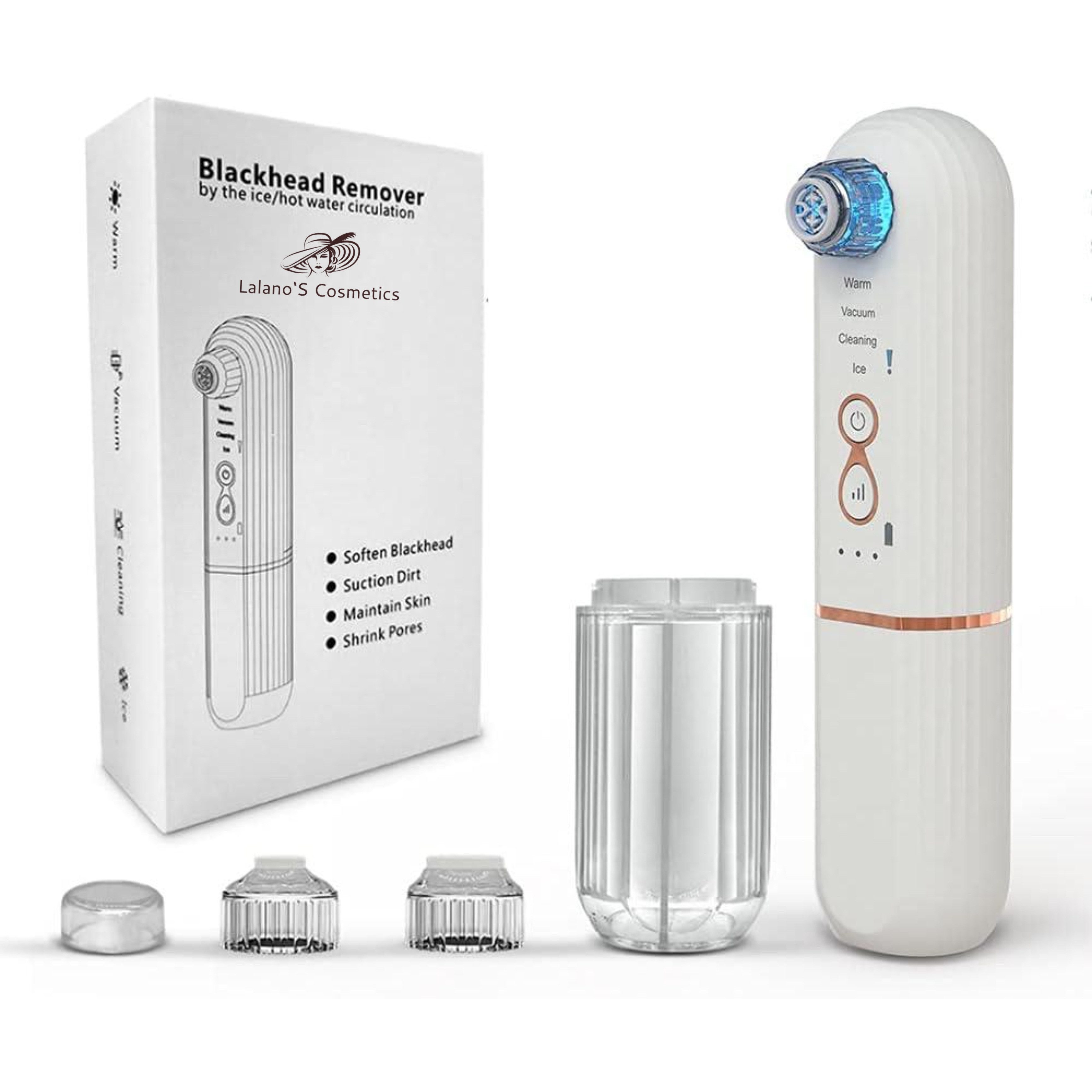 Lalano`S Cosmetics Porenreiniger Lalano’S Cosmetics Porenreiniger mit Vakuum, Hot & Cool Funktion, 2-Kammersystem, Tiefenreinigung & Hautstraffung, Mitesserentferner für Gesicht & Nase