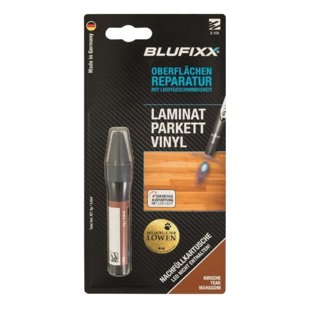 Blufixx Reparatur-Set Nachfüllkartusche für Kirsche/Teak/Mahagoni, UV-Kleber 5g