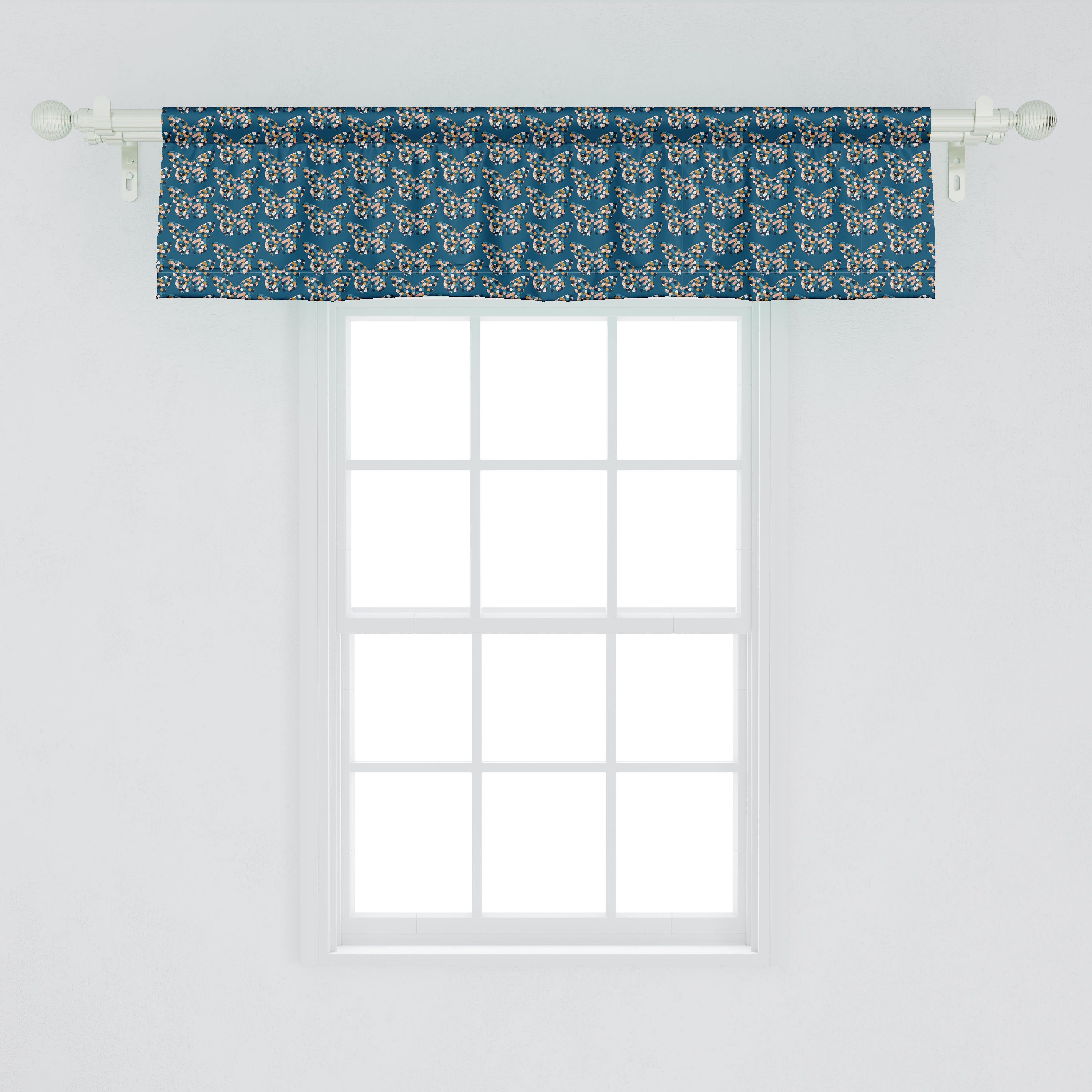 Schlafzimmer Scheibengardine Polka Schmetterling Vorhang mit Abakuhaus, FlyingBugs Stangentasche, Microfaser, Volant Küche Dekor für punktierte