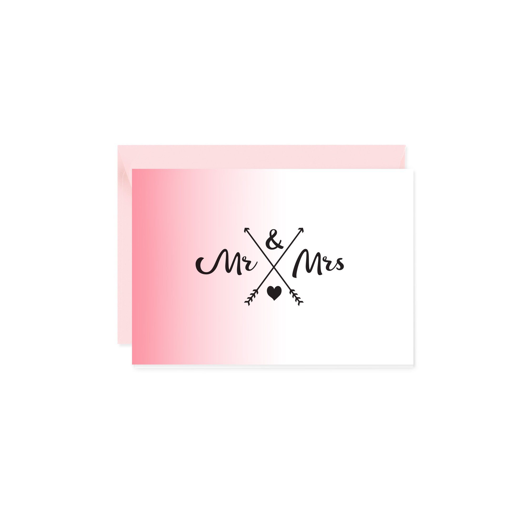 Bow & Hummingbird Grußkarte Mini-Grußkarte Mr & Mrs, Klappkarte mit Umschlag