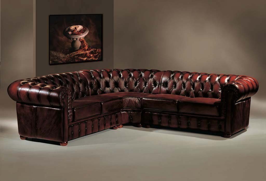 Chesterfield-Sofa Chesterfield Ecksofa Leder, Taschenfederkern Salottini Aberdeen