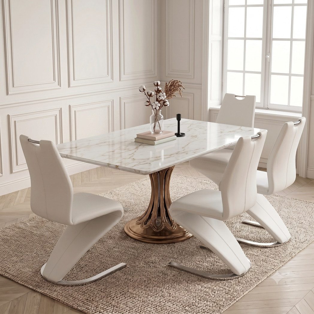 Jiexi Freischwinger Modernes Freischwinger-Set PU-Leder, Z-Form Design, 2/4/6/8er Set