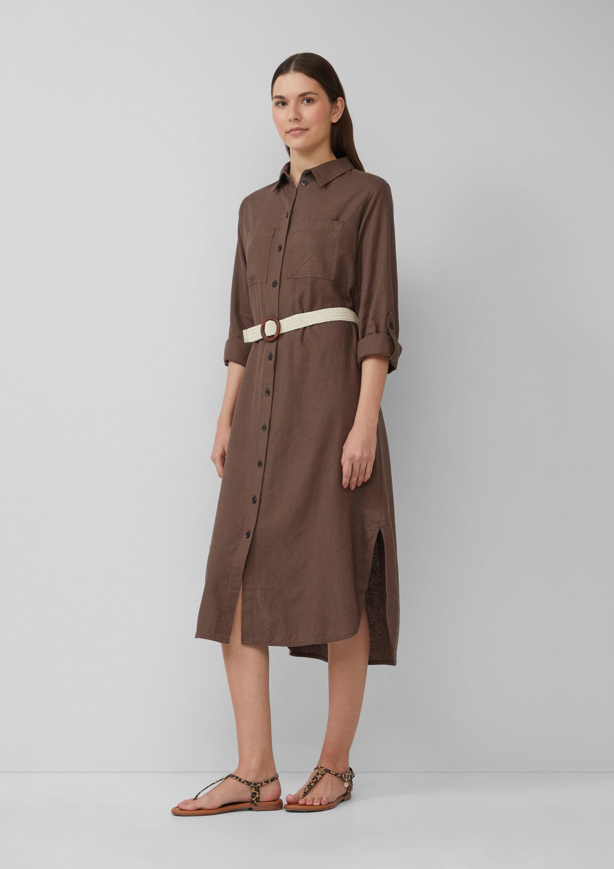s.Oliver Midikleid Kleid Hemdblusenkleid im Relaxed Fit mit geflochtenem Gü günstig online kaufen