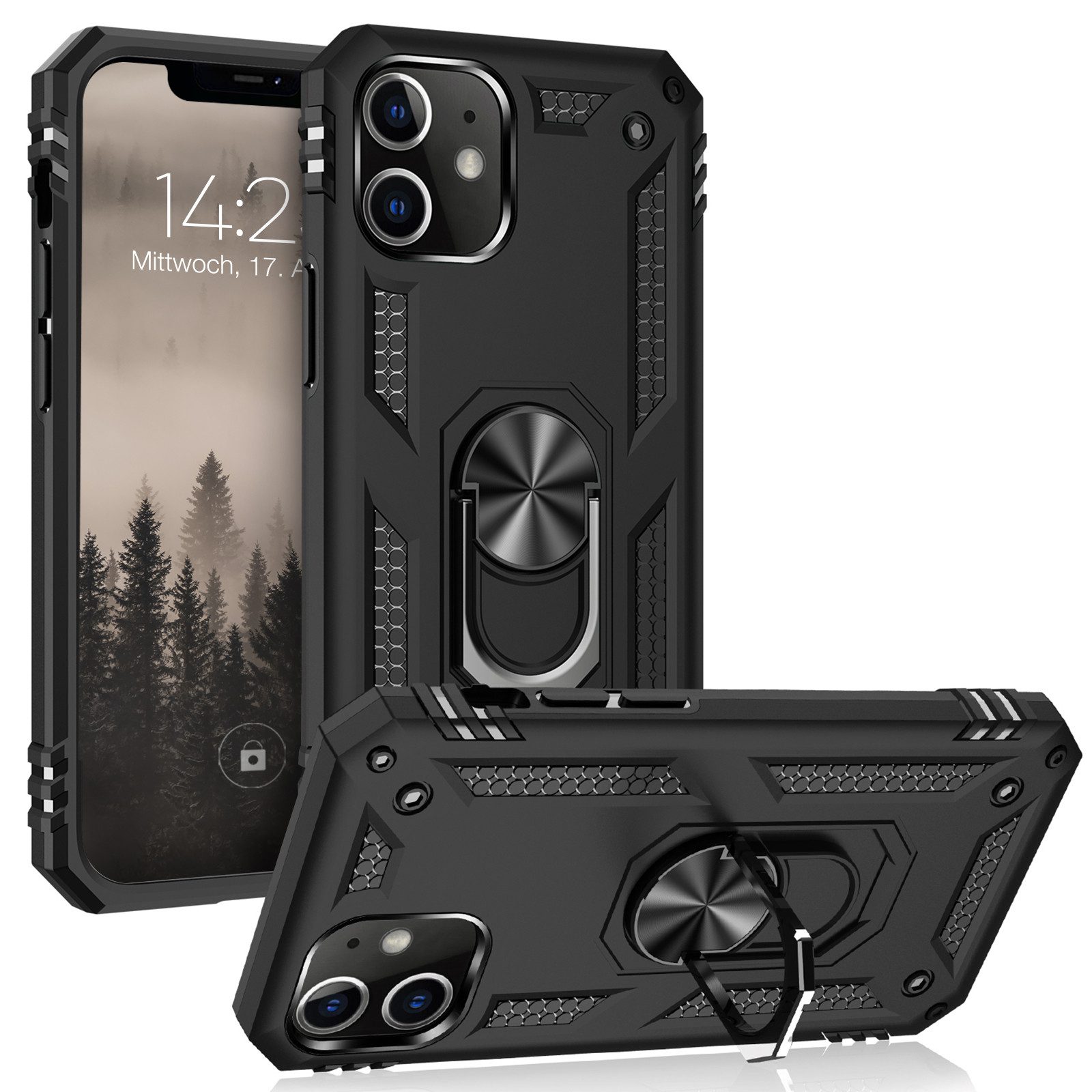 Tec-Expert Handyhülle Outdoor Cover Hülle für Apple iPhone 12 Pro 6.1 Zoll, 6.1, Premium Hülle aus verstärktem Polycarbonat