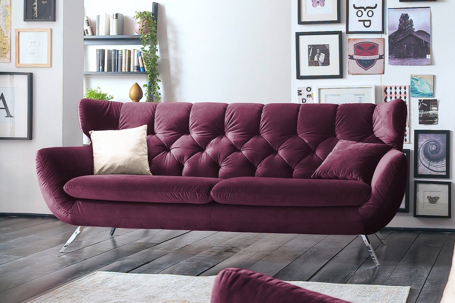 KAWOLA 3-Sitzer CHARME, Sofa Velvet od. Cord versch. Farben | Einzelsofas