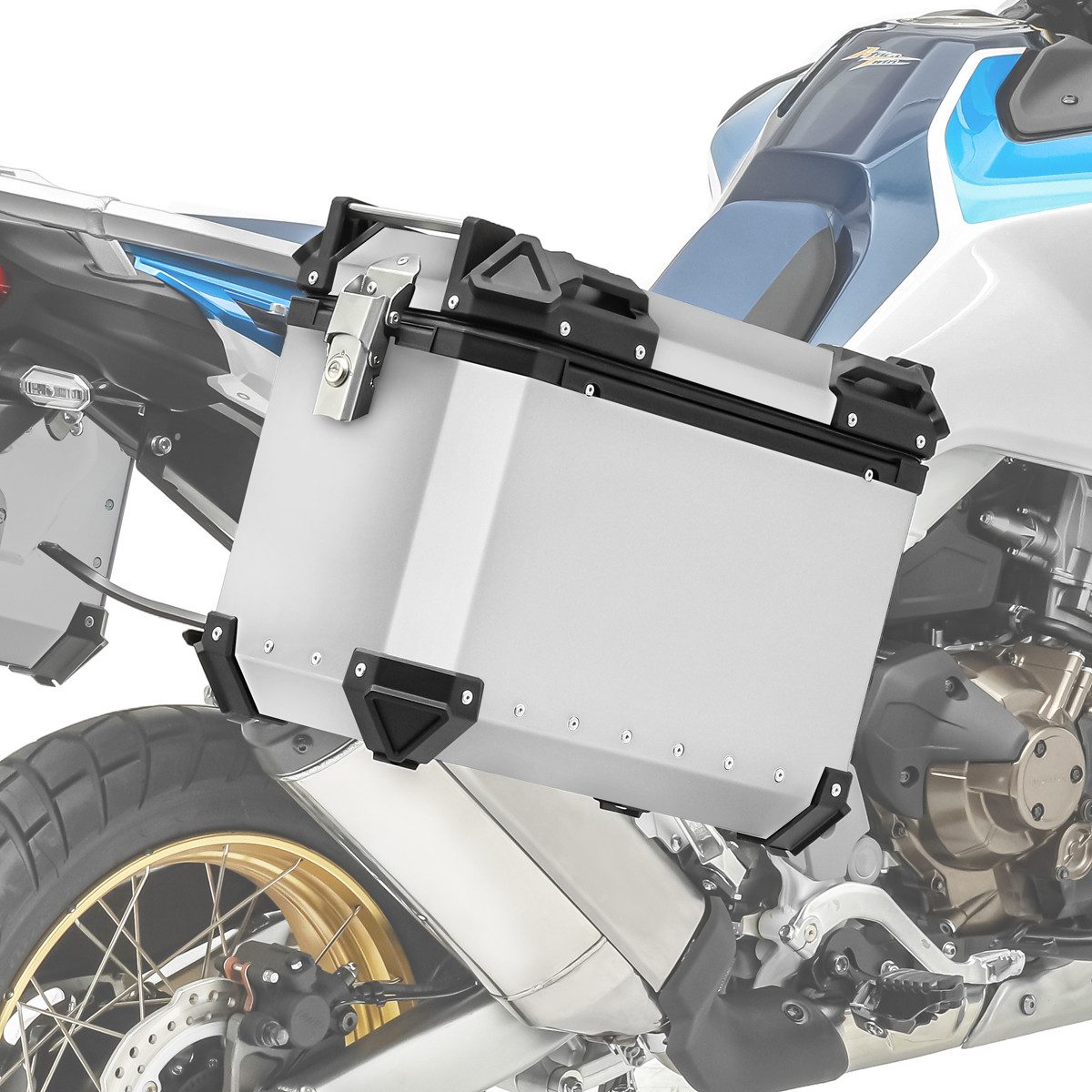 Bagtecs Koffer Set Alukoffer 38-48L passend für Triumph Tiger 800 XR Aluminium Seiten
