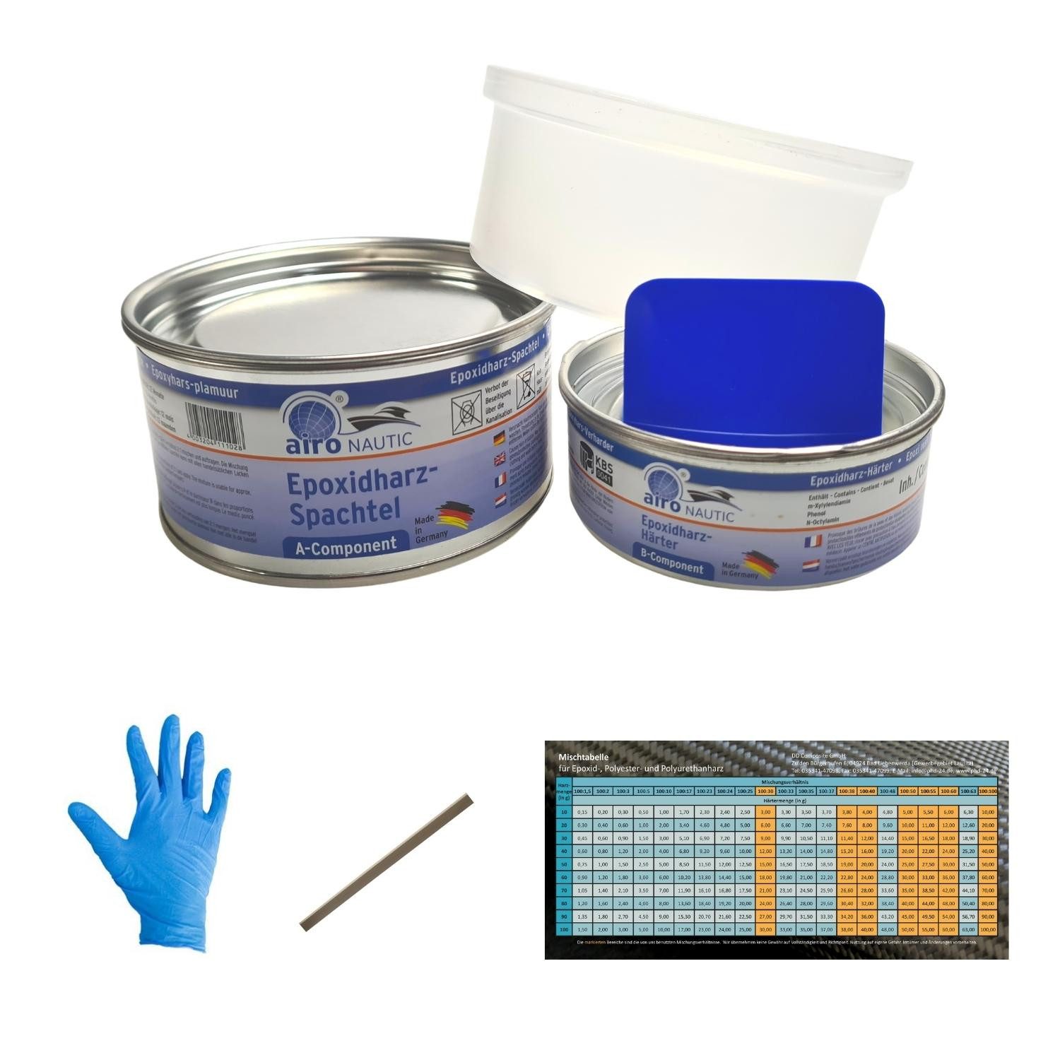 DD Composite Fertigspachtel 600g Nautic Set, Epoxidharzspachtelmasse, Neu, (6-tlg., schnell härtend, gut schleifbar, wasserbeständig), 2-Komponenten-Spachtel