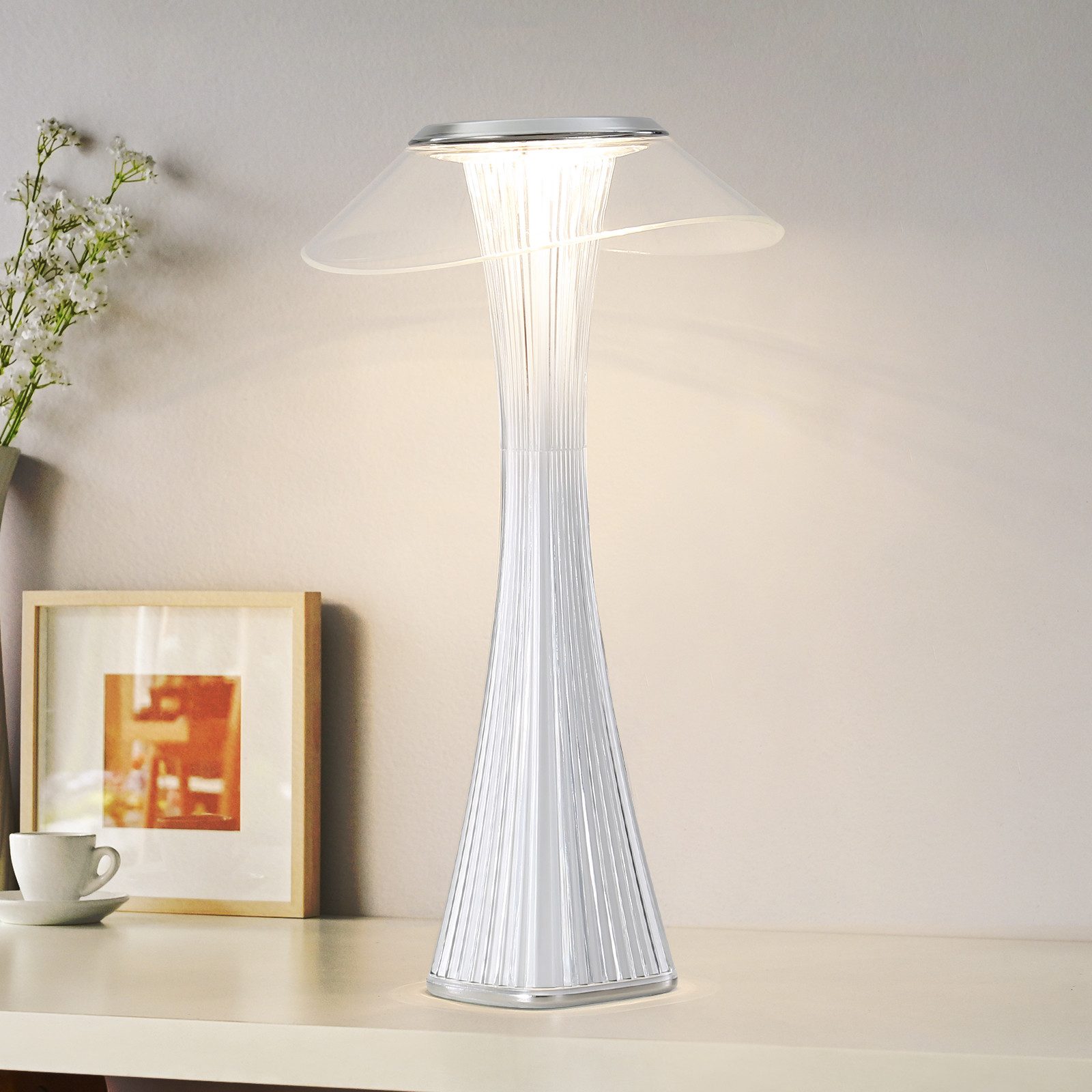 ZMH Tischleuchte Touch Dimmbar 3000-6500K Weiß/Gold Nachttischlampe mit Akku Innen