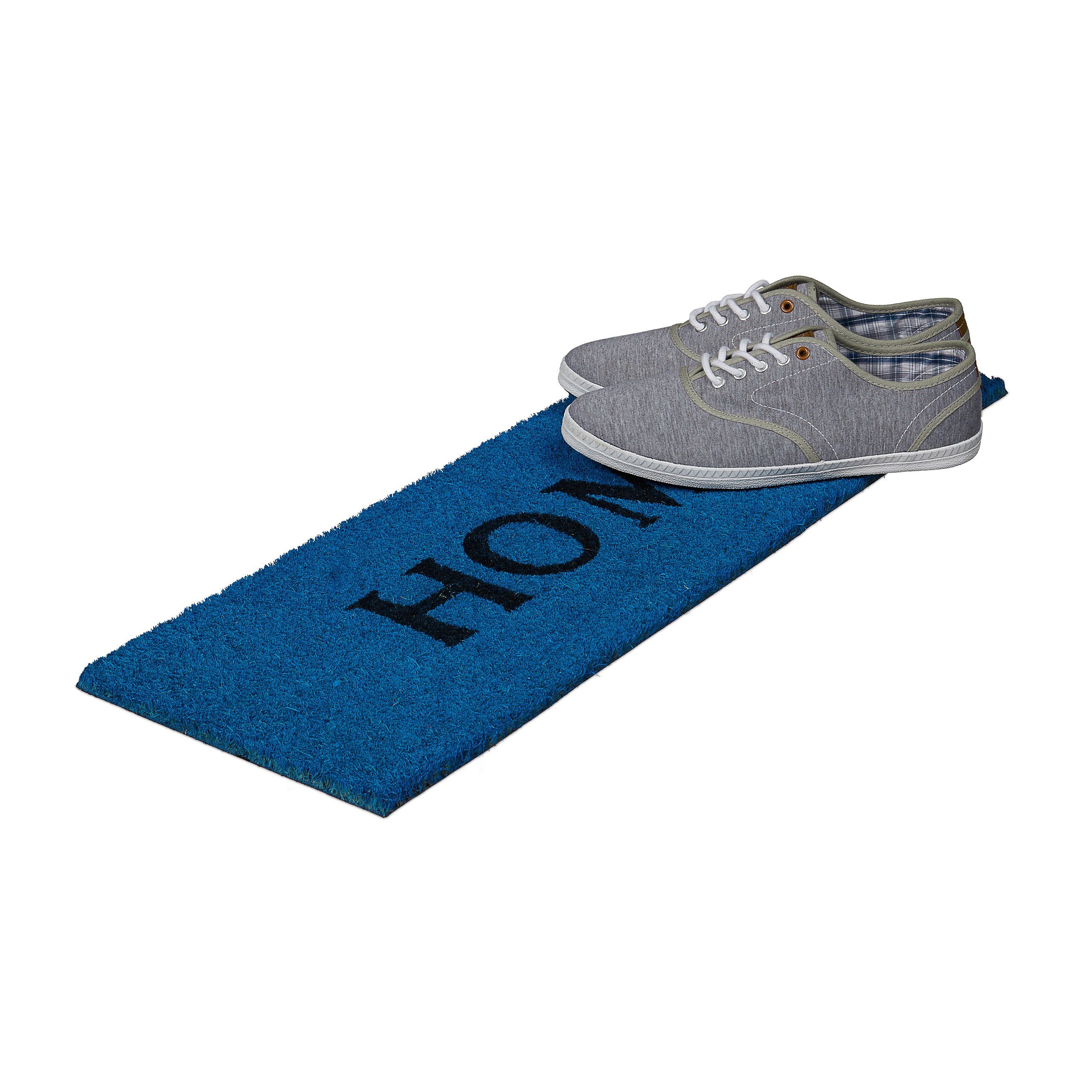 relaxdays Fußmatte schmal HOME, Höhe: 15 mm, blau günstig online kaufen