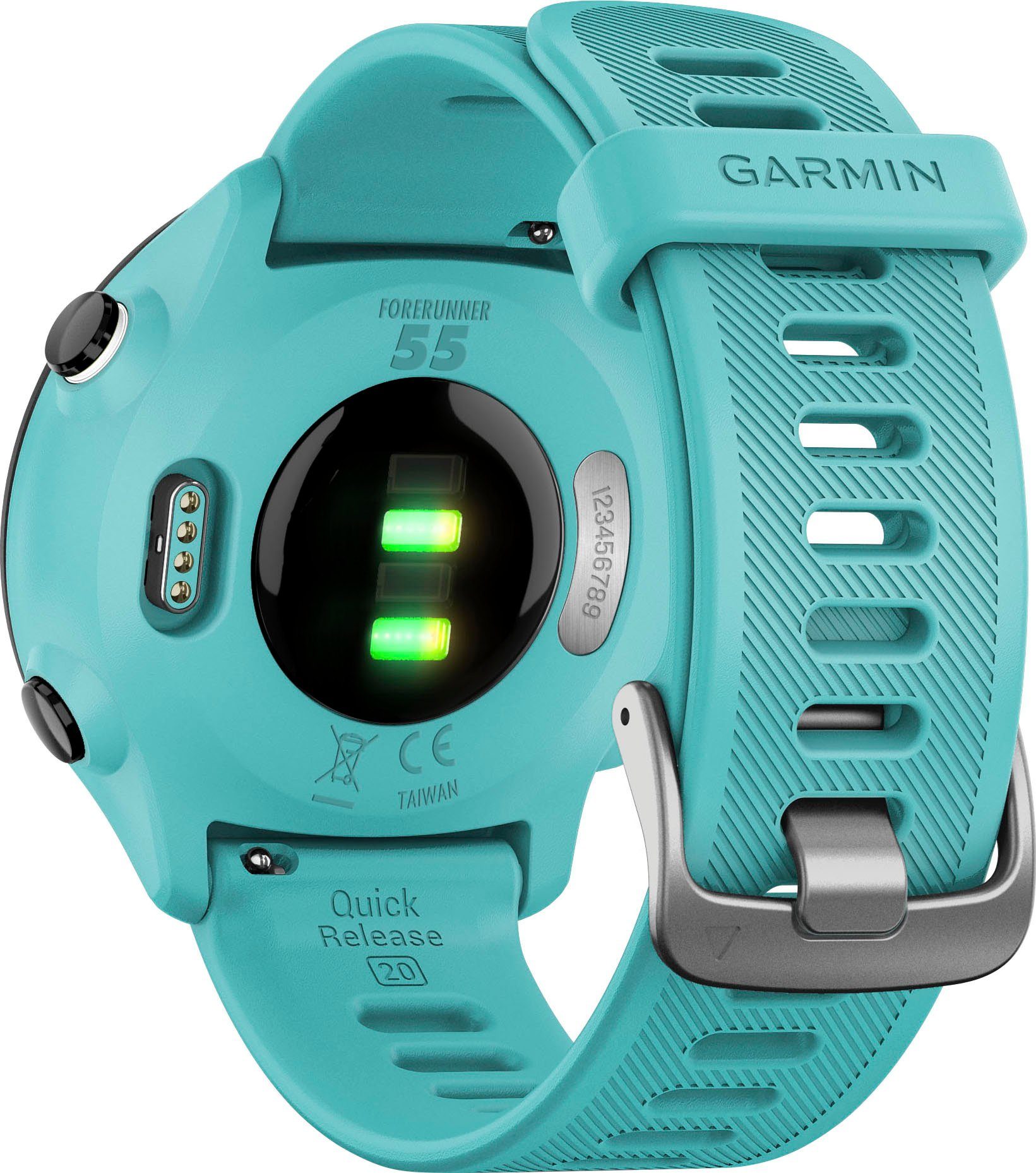 Garmin FORERUNNER 55 Multisport- cm/1,04 Smartwatch Garmin), | türkis (2,64 GPS-Laufuhr türkis/schwarz Zoll
