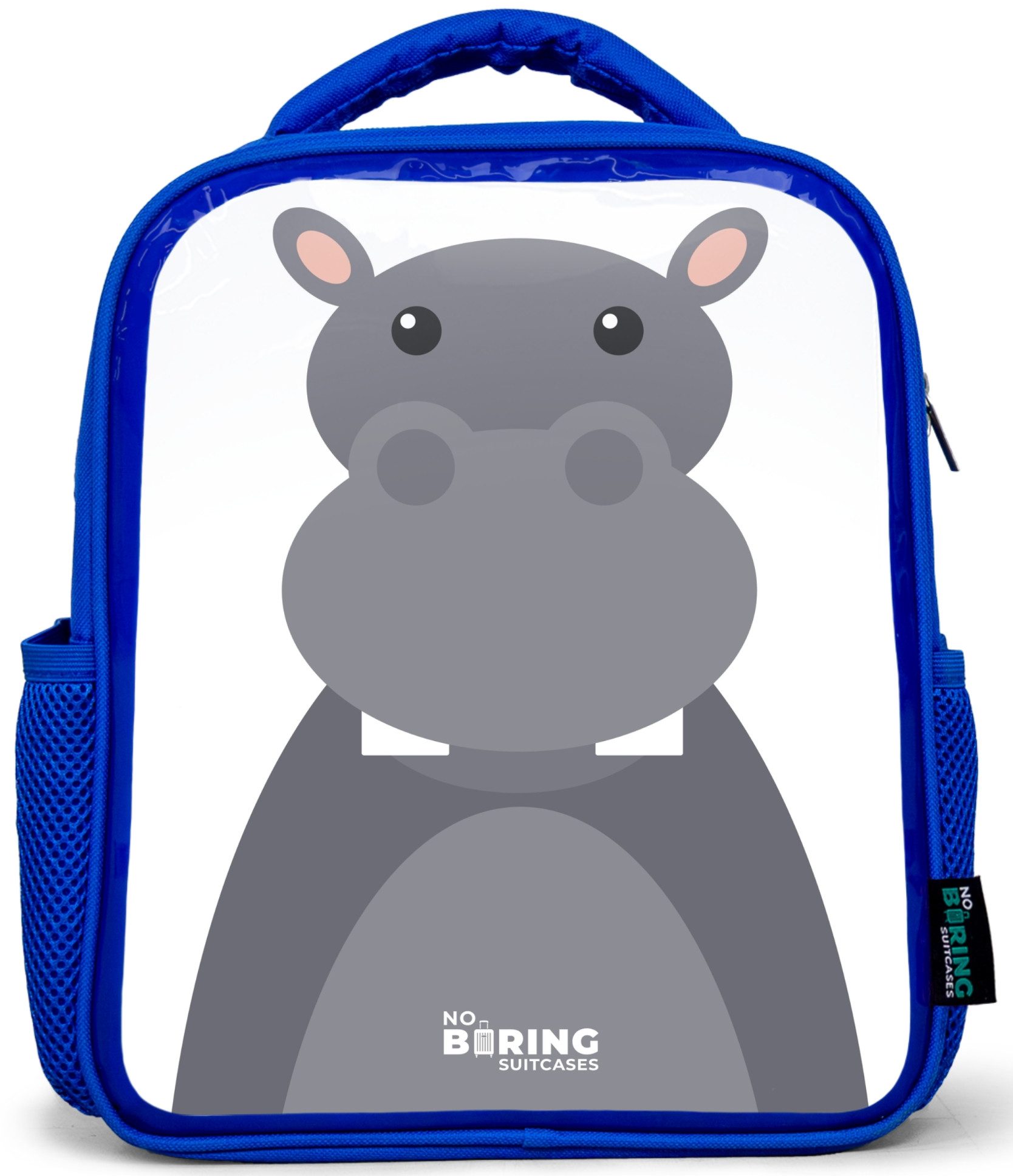 Rucksack Blau - Tierportrait Graues Nilpferd