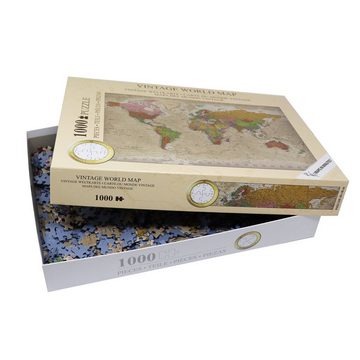 Close Up Spiel, Vintage Weltkarte Puzzle 1000 Teile, MAPS IN MINUTES