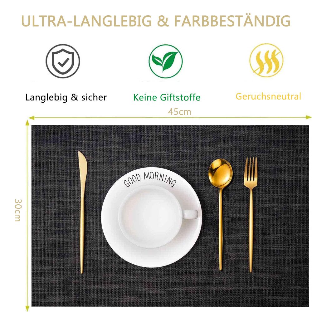 TUWENA Platzset 6er Set Platzsets rutschfest PVC, Platzdeckchen für Zuhause Restaurant