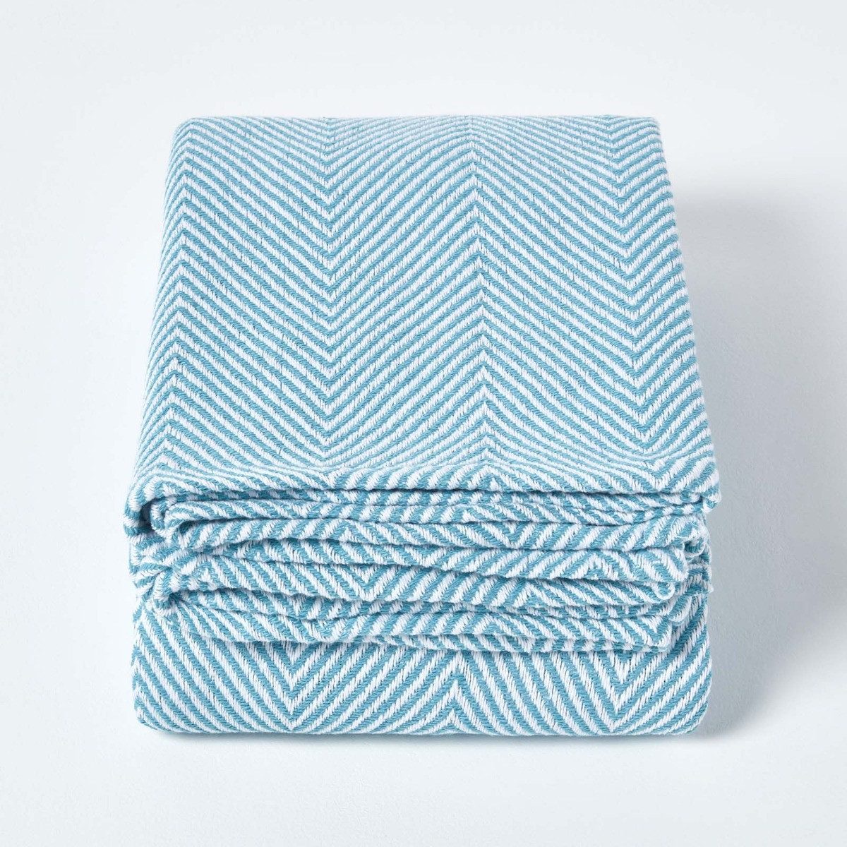 Plaid Tagesdecke Halden mit Chevron-Muster, seegrün/weiß,150 x 200 cm, Homescapes