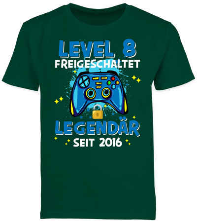 Shirtracer T-Shirt Level 8 freigeschaltet Legendär seit 2016 (1-tlg) 8. Geburtstag