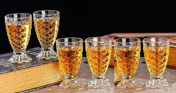 Cheffinger Gläser-Set 6 Trinkgläser Set 180ml 6 Gläser Glas Wasser Limonade Vintage Cognac