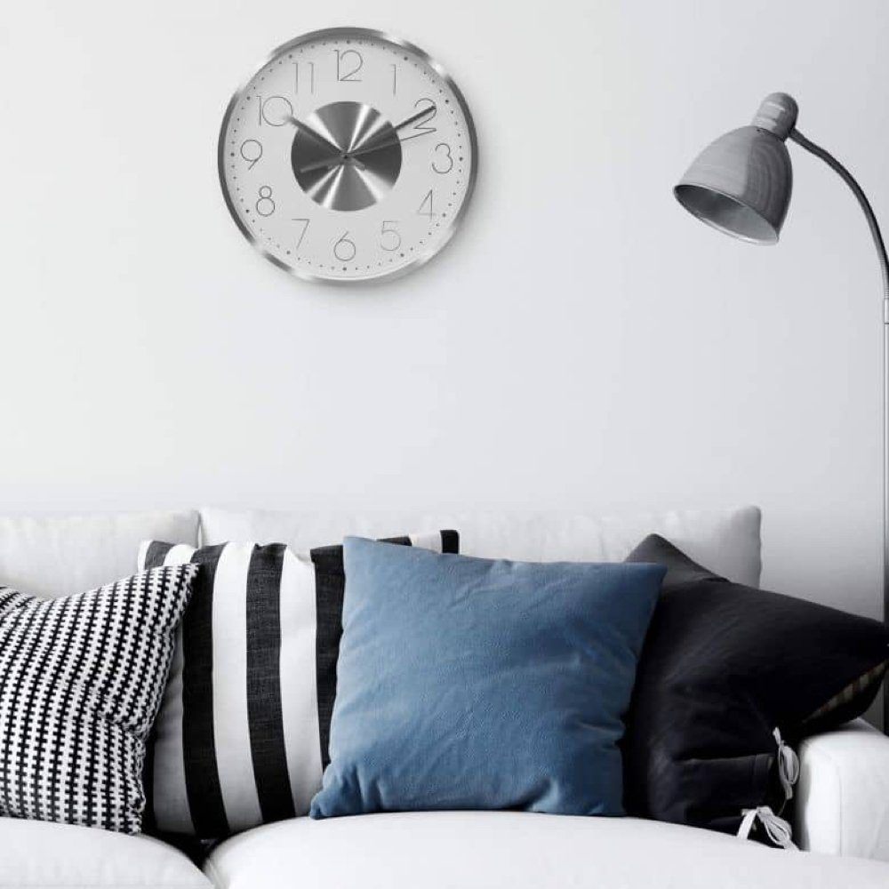 K&L Wall Art Wanduhr Langlebige Silber-Weiß Loft (keine Uhr Tick-Geräusche, silber Aluminium Metalluhr Edelstahl- Moderne Optik)