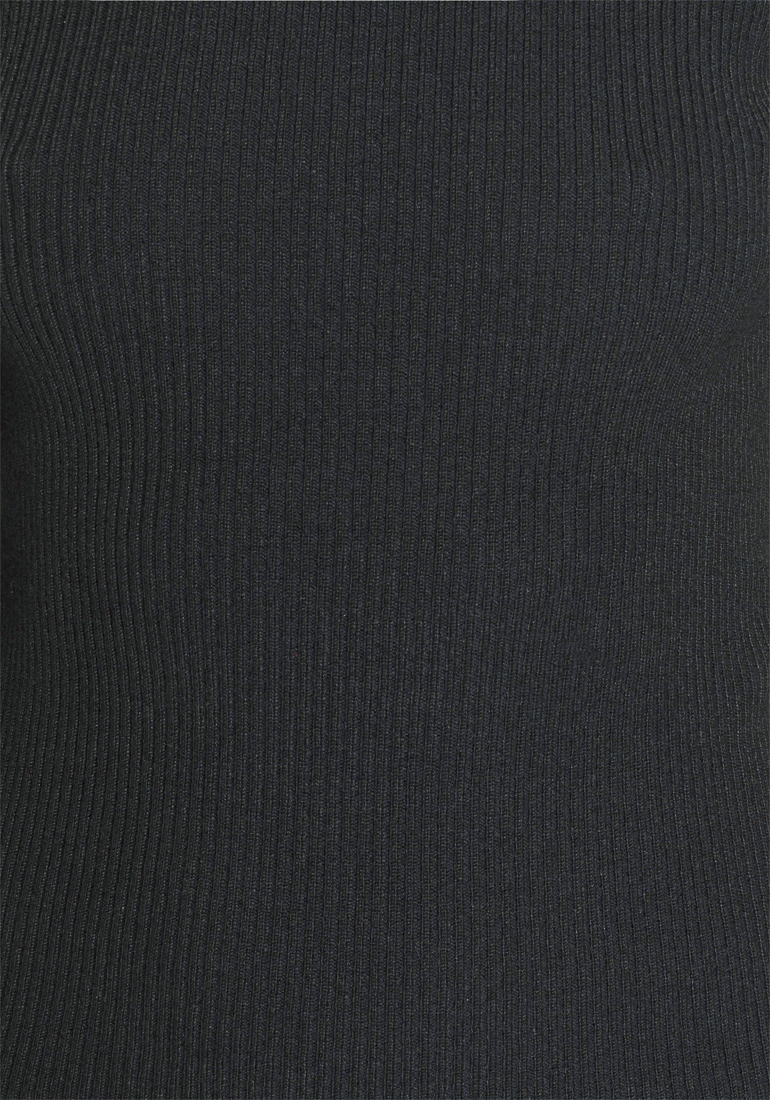 Rippqualität schwarz Strickpullover mit Melrose Knöpfen aus